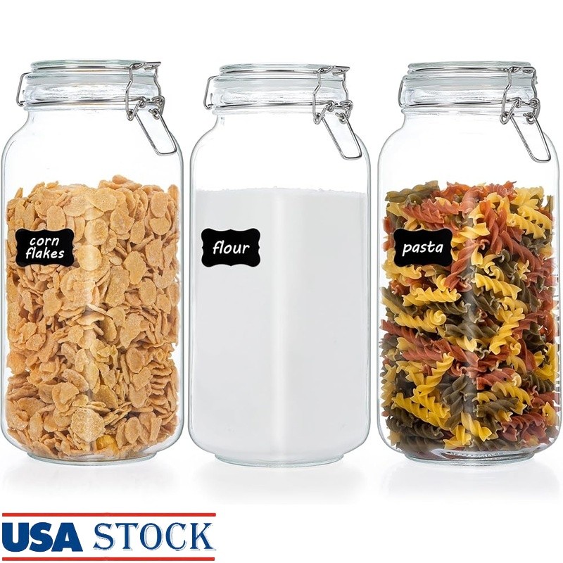 Airtight Glass Food Storage Jars Kitchen Canisters BPA Free Durable Containers