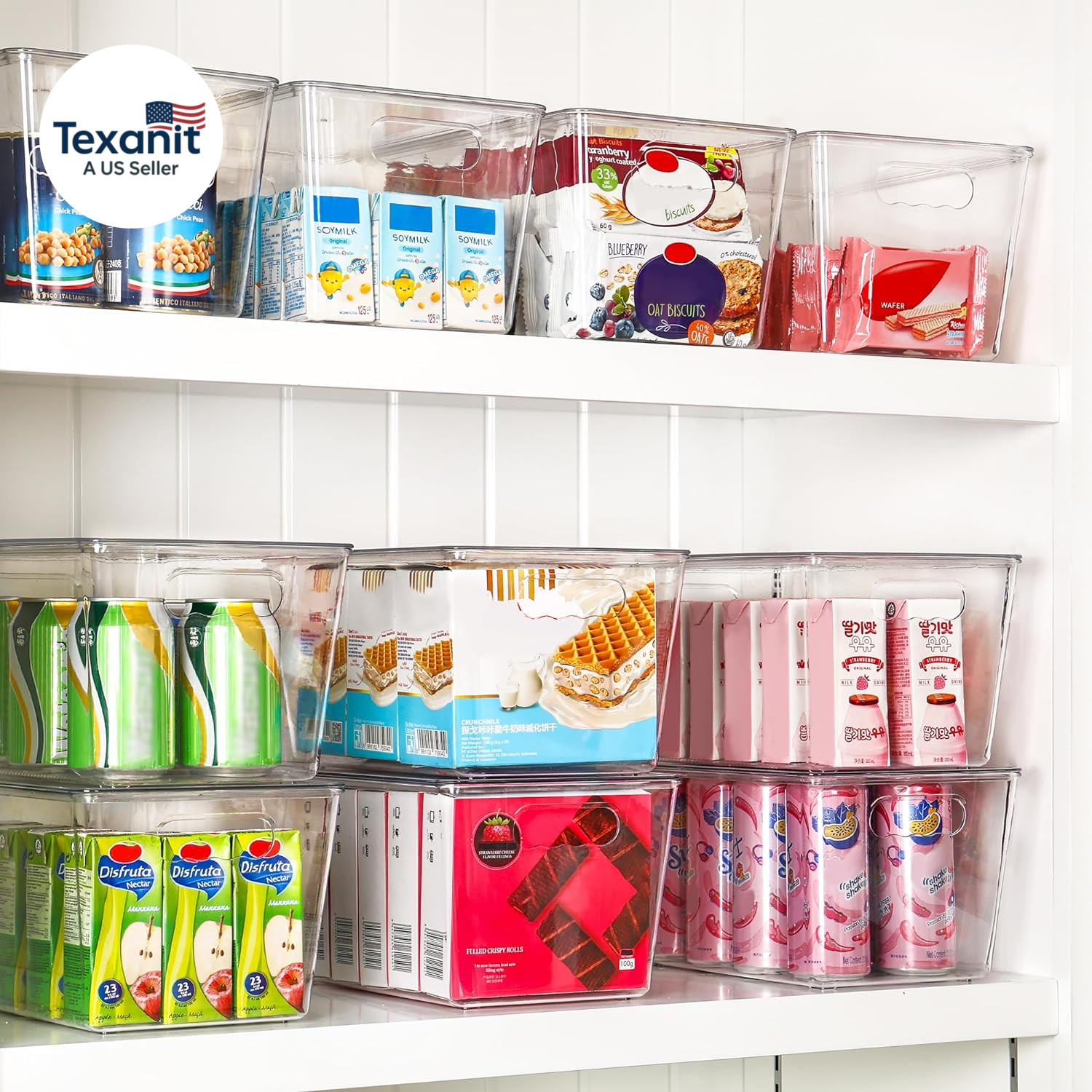 6 Pack Clear Stackable Storage Bins with Lids, Large Plastic Containers with Han
