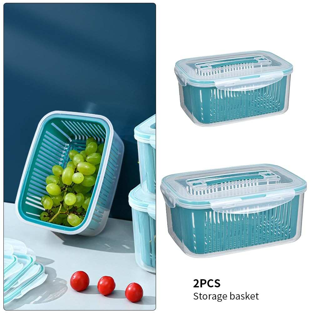 2 Pack Fruit Storage Containers for Fridge,Stackable Fresh Food Produce Saver…