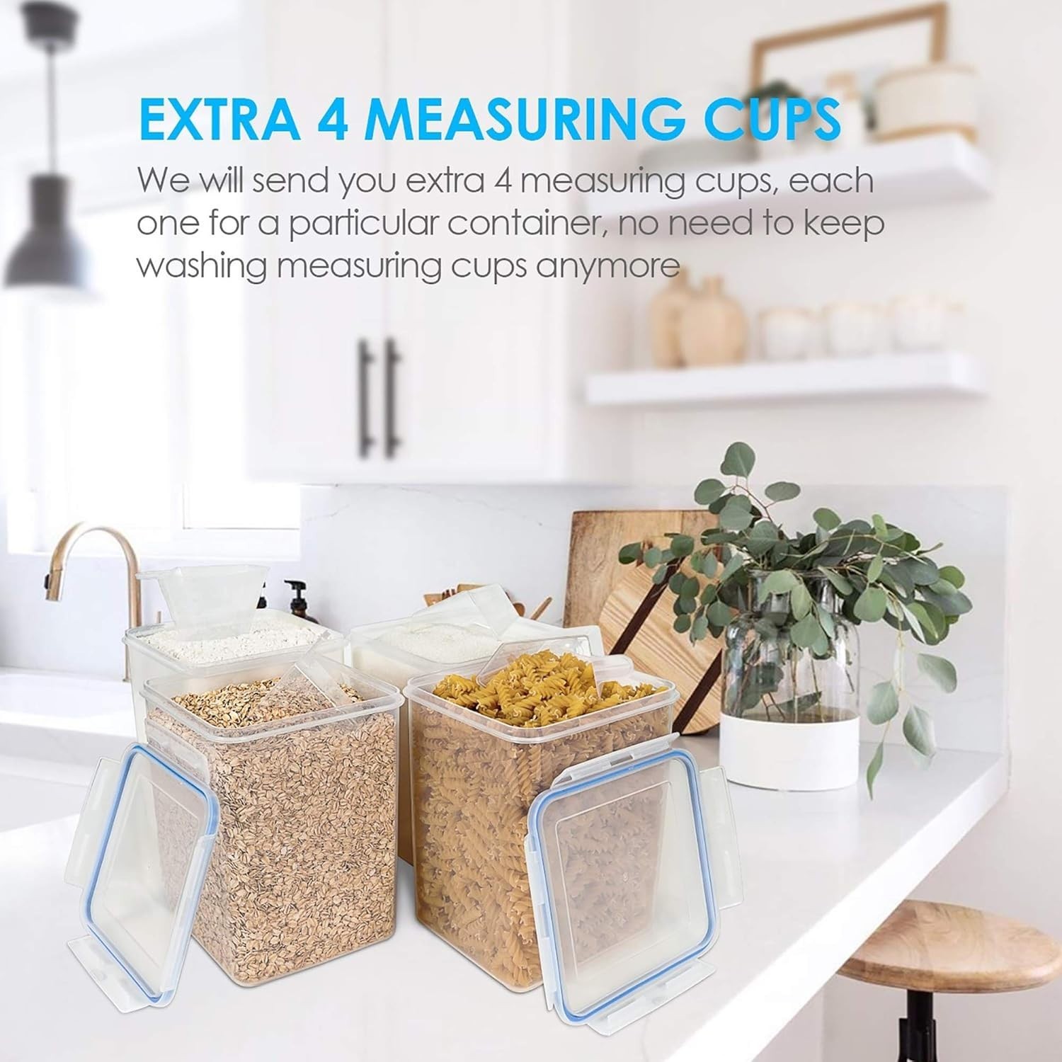 4Pc Large Food Storage Container 176Oz, BPA Free for Flour, Sugar, Baking Supply