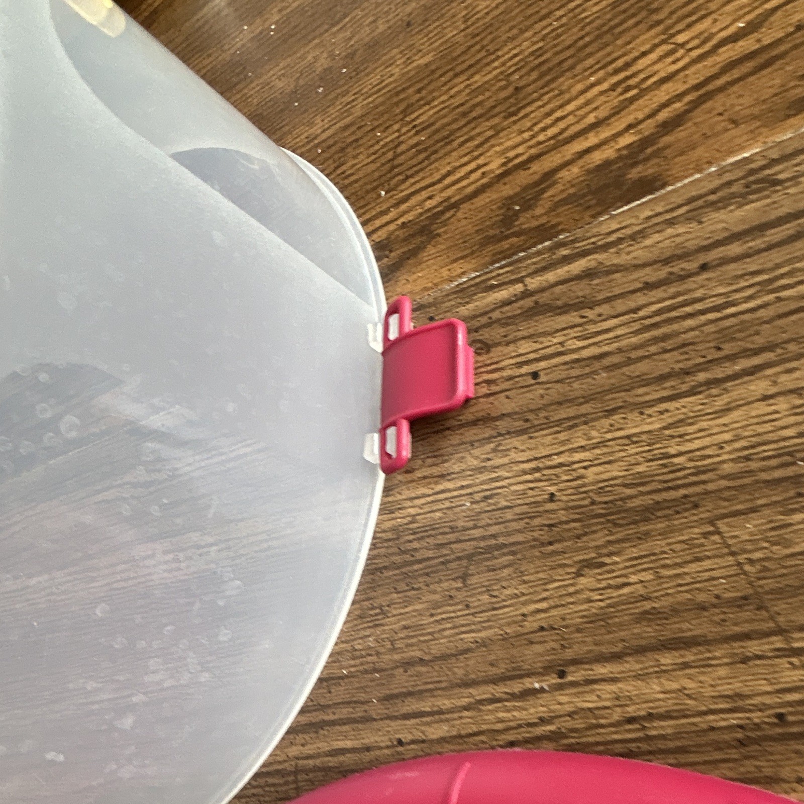 Round Clear/Red Plastic Cake Container w/ Handle Snap Lid Set, 2-6 qt 11in