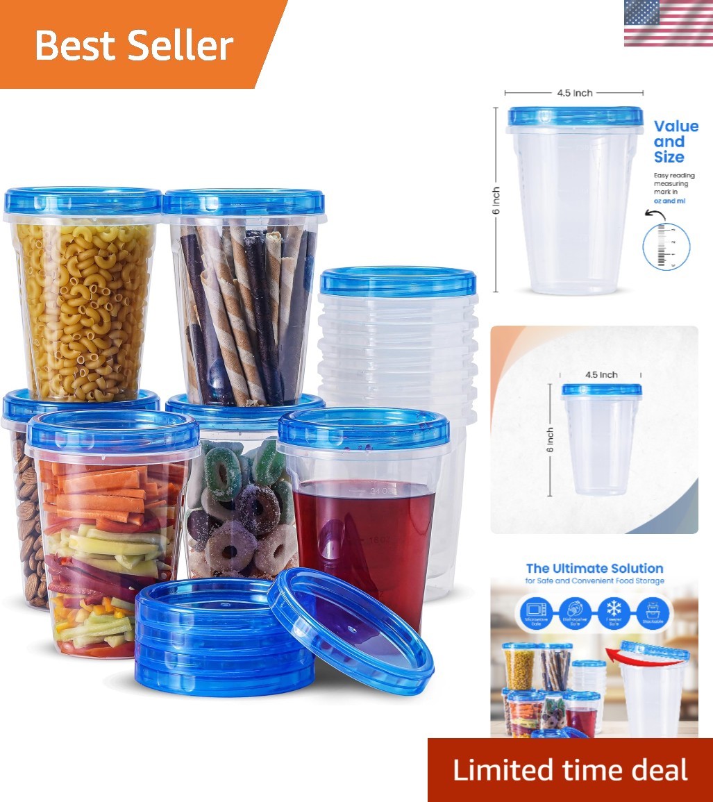 24 Pack Freezer Storage Containers with Lids-32 OZ Soup Containers with Twist…