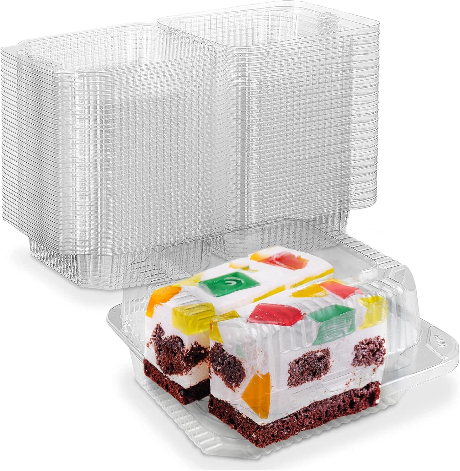 Clear Cake Slice Container 5″ x 5″ x 2.75″ – To go Square Plastic Container