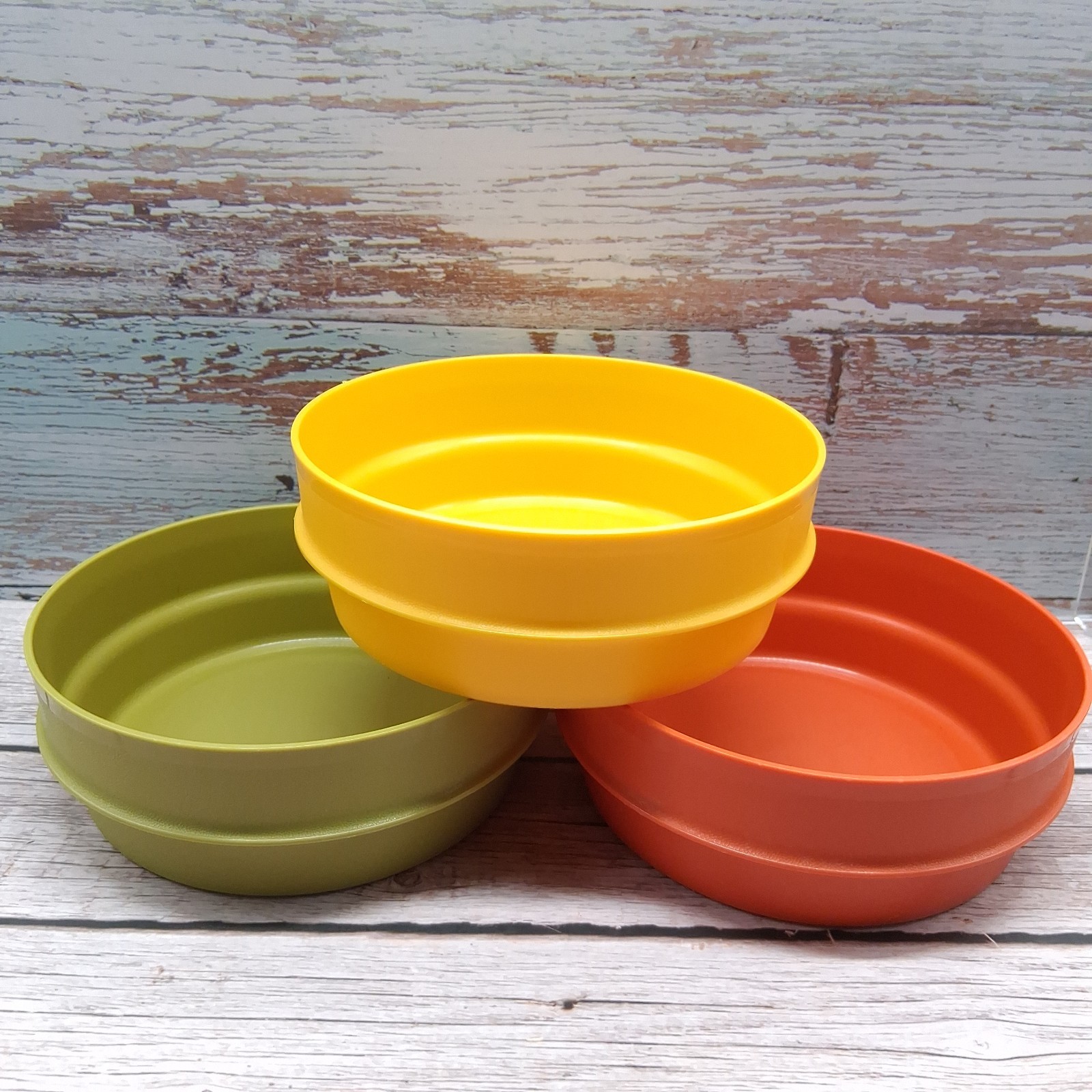 x3 Tupperware Serve Seal Bowls (no lids) #1356 USA Retro 1970’s Harvest Colors