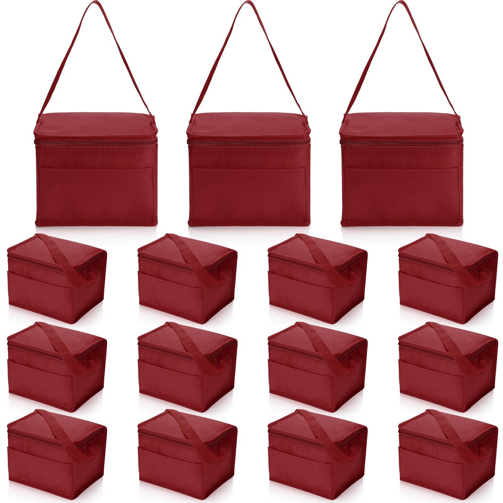 Nuogo 15 Pack Insulated Lunch Bags Bulk Reusable Cooler Boxes Leakproof Waterpro
