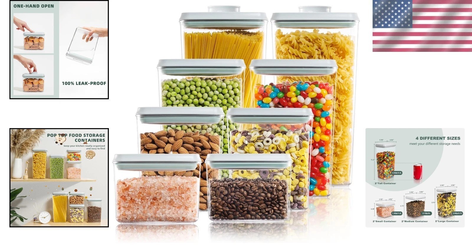 Clear 8-Piece Pantry Organizer: Airtight Storage for Cereal, Pasta & More