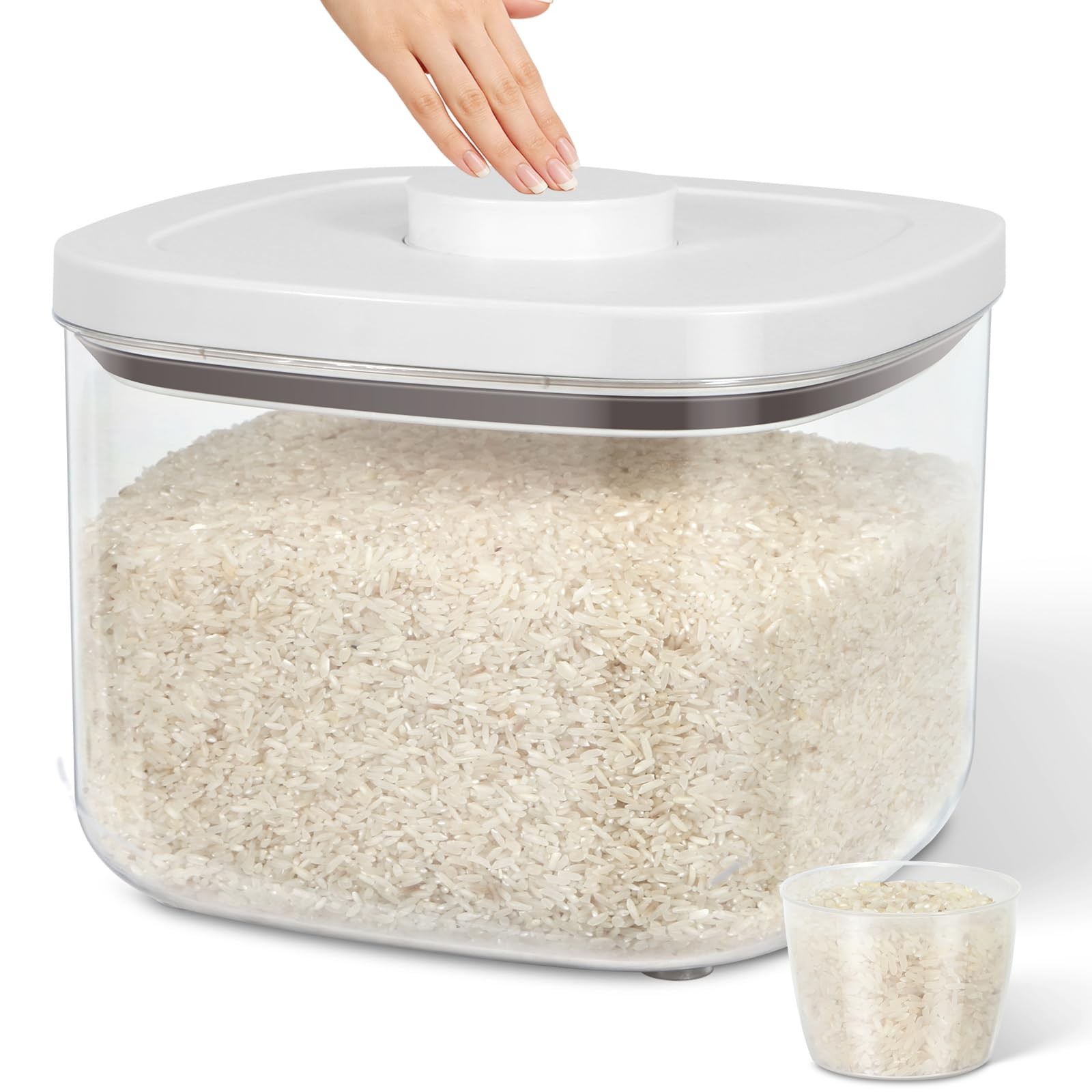 Large Airtight Food Container 5.28 Qt with Pop Up Lid & Measuring Cup, Ideal …