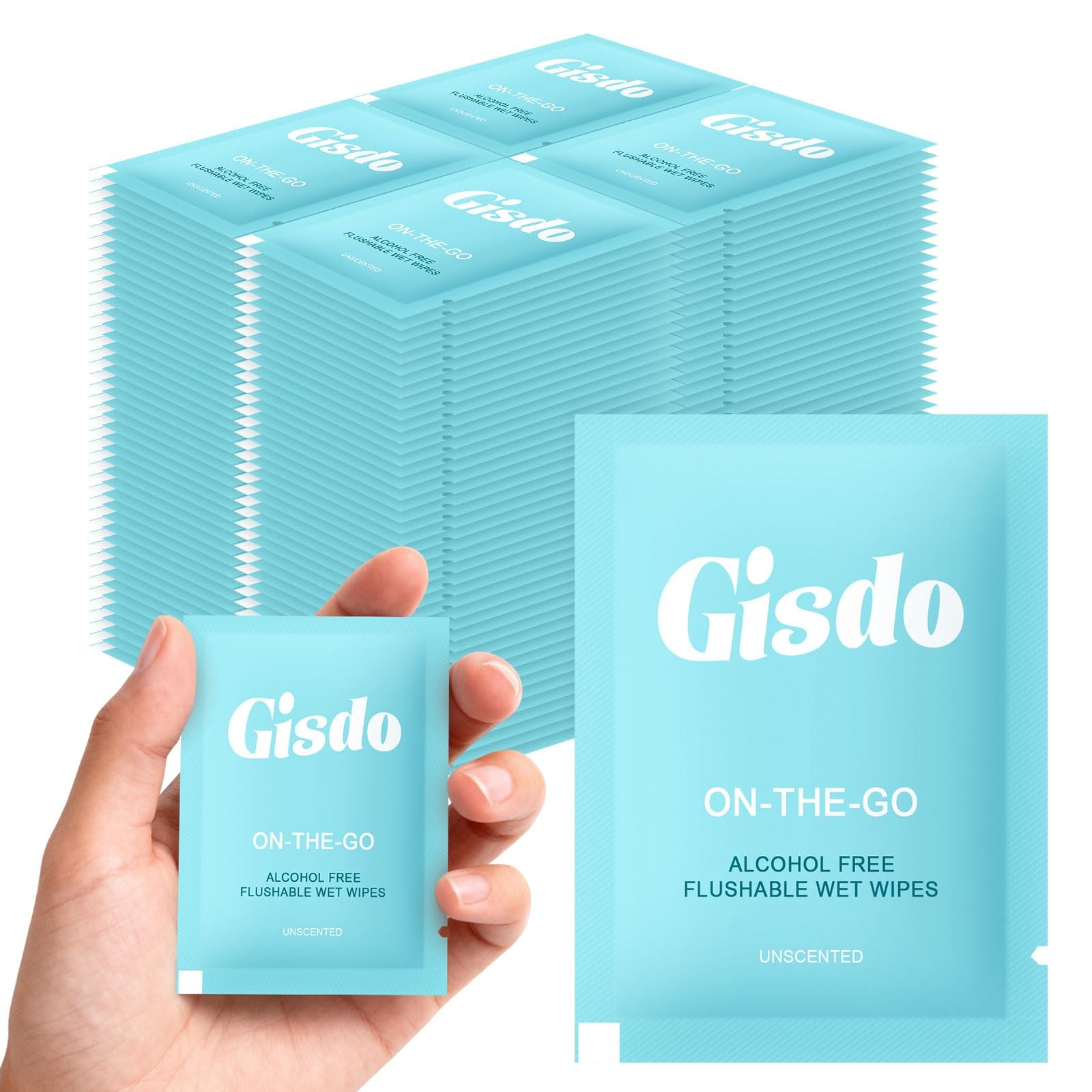 Gisdo Flushable Wipes For Adults Individually Wrapped Unscented Wet Wipes Bulk
