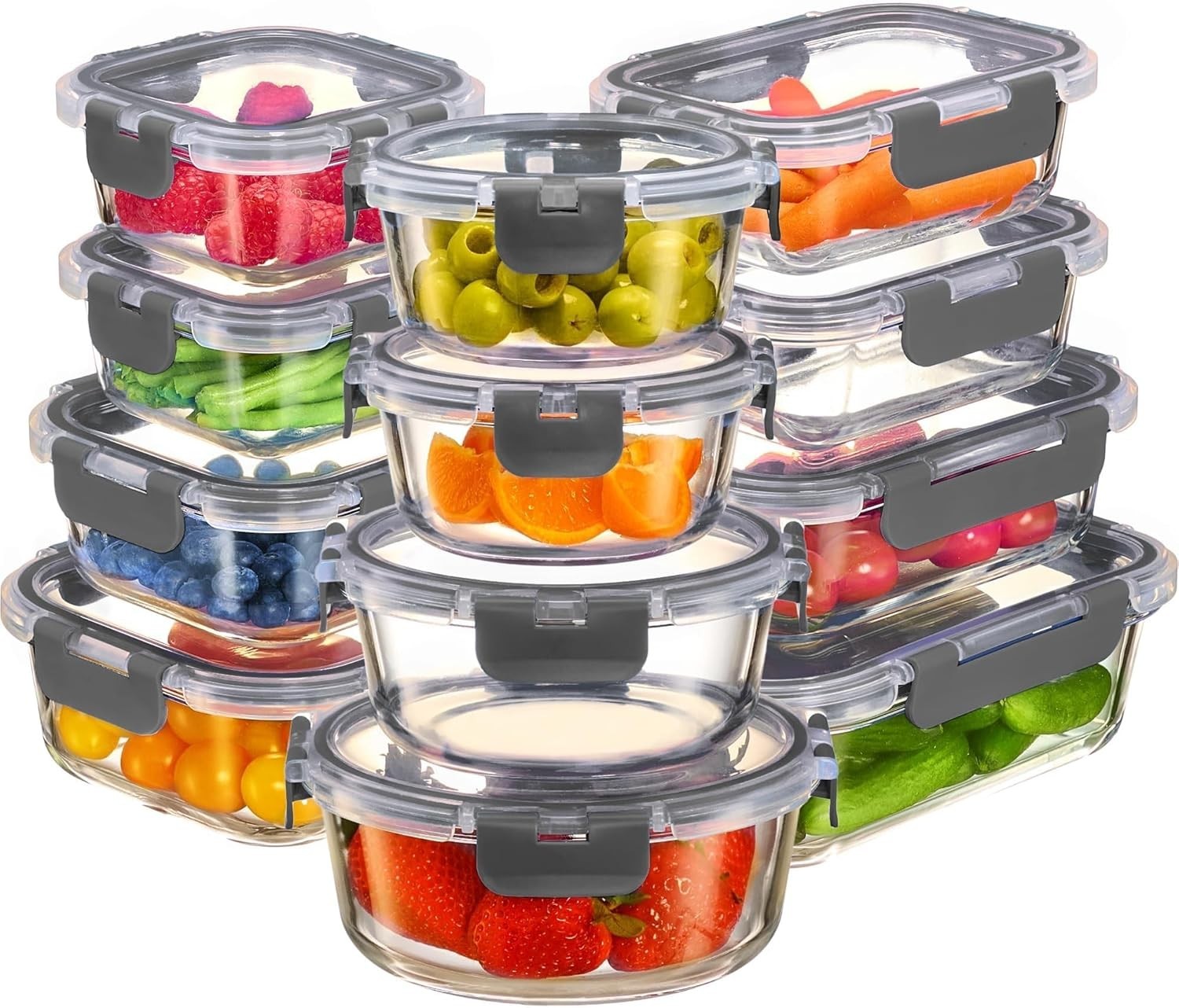 Durable 24-Piece Borosilicate Meal Prep Containers – Leak Resistant & Safe