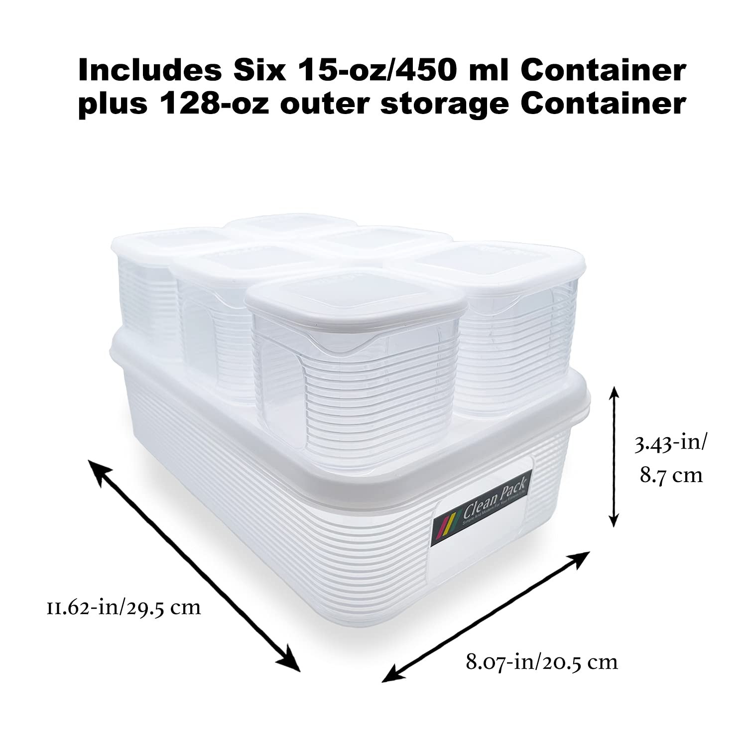 TeTeBak Food Storage Containers with Lids Airtight 6PCS Removable Clear