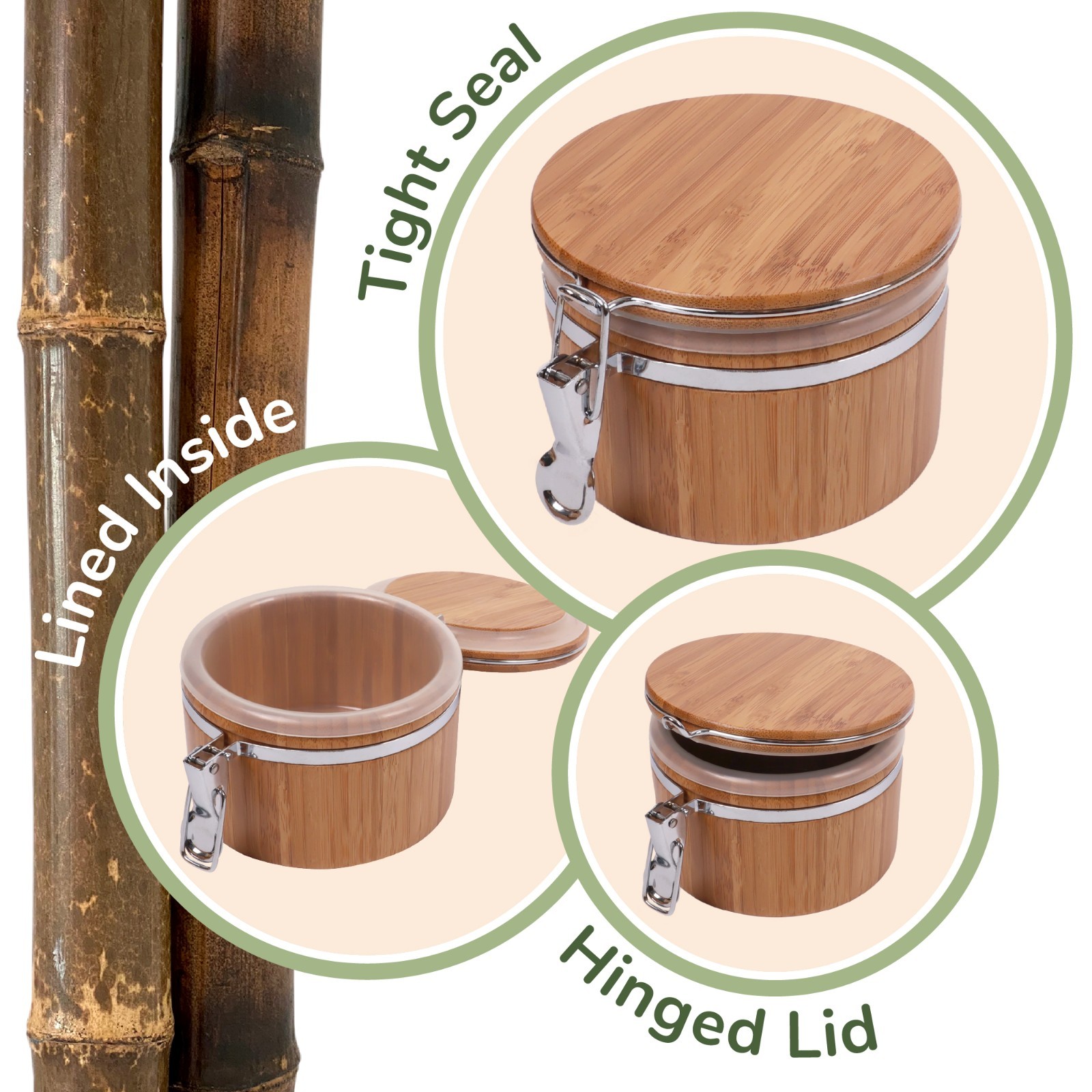 Hinged Cylindrical Bamboo Container – 3.5″ x 5.25″ – Carbonized Brown