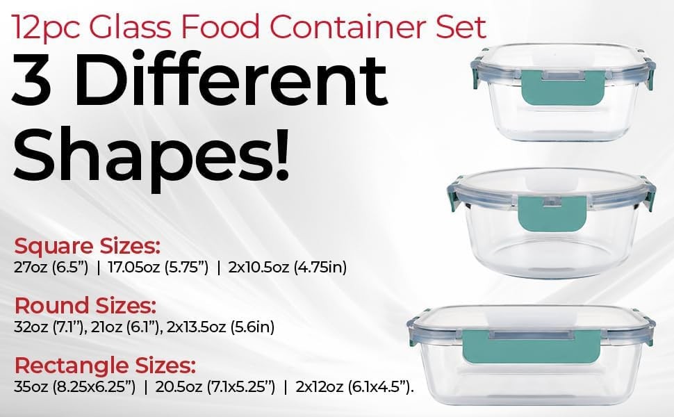 Mill Premium Borosilicate Glass Food Storage Containers with lids Set | 24pc …