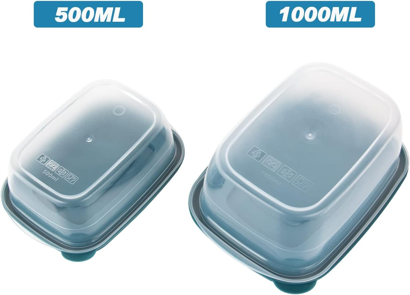 5PCS Food Containers Storage Sets(1000Ml per Box),Bpa-Free Rectangle Plastic Foo