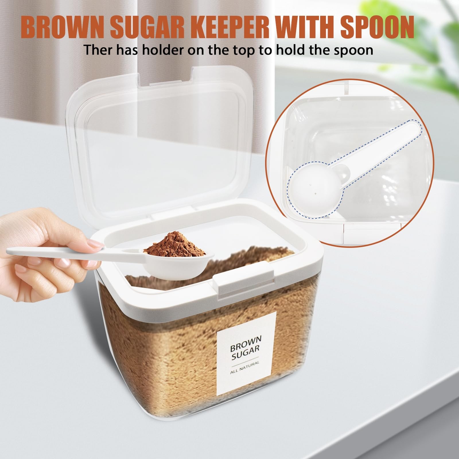 Euiaey Brown Sugar Container Airtight, Keeper 1.2 Liters, Clear