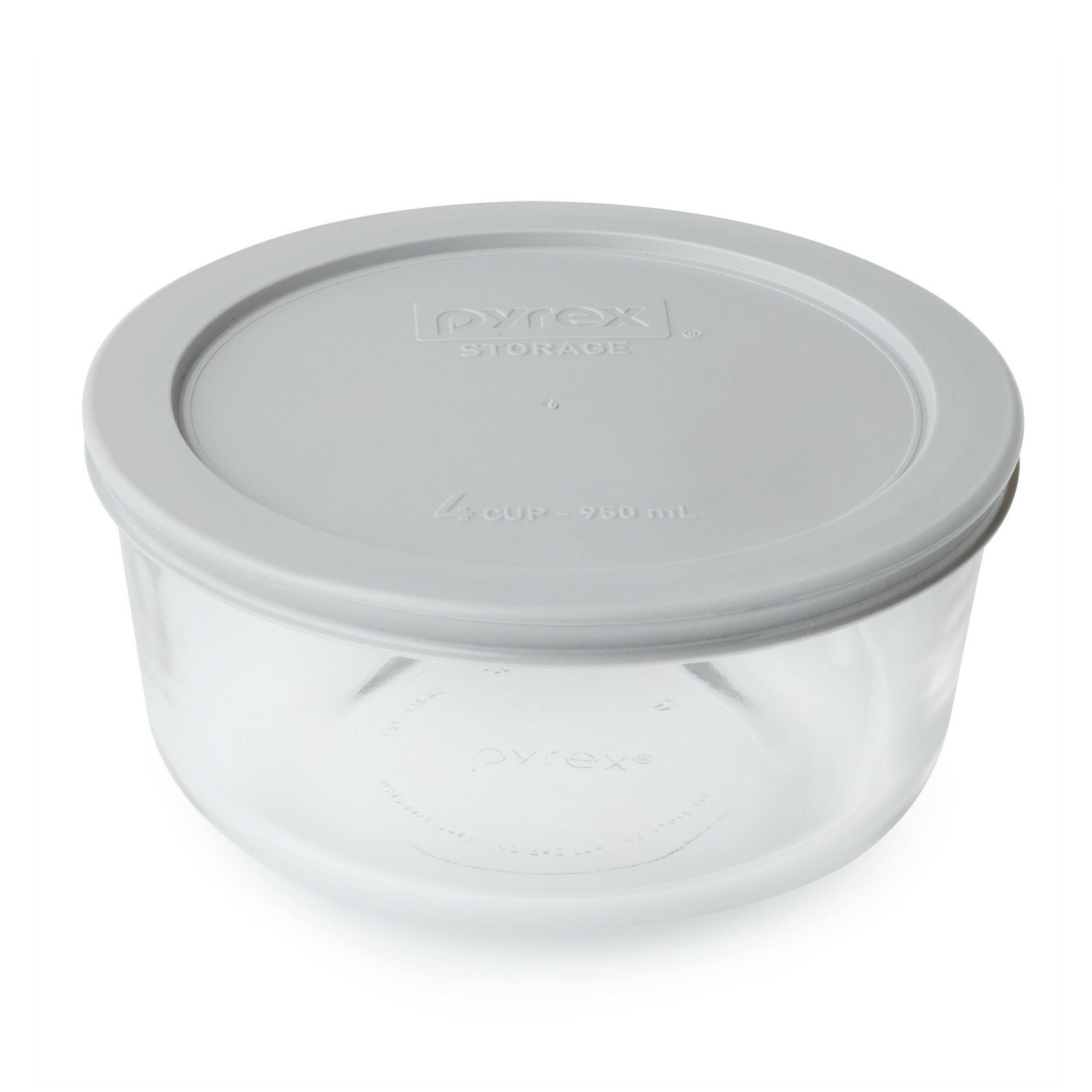 Pyrex 7201 Glass 1-Cup Food Storage Bowl w/ 7201-PC Jet Gray Plastic Lid Cover
