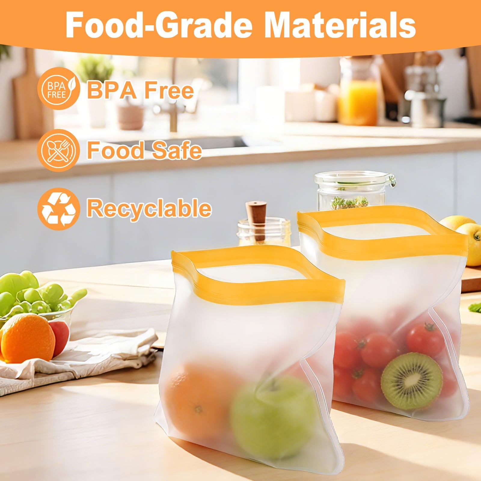 10 Pack Reusable Gallon Freezer Bags Dishwasher Safe, Extra Thick Reusable Pl…