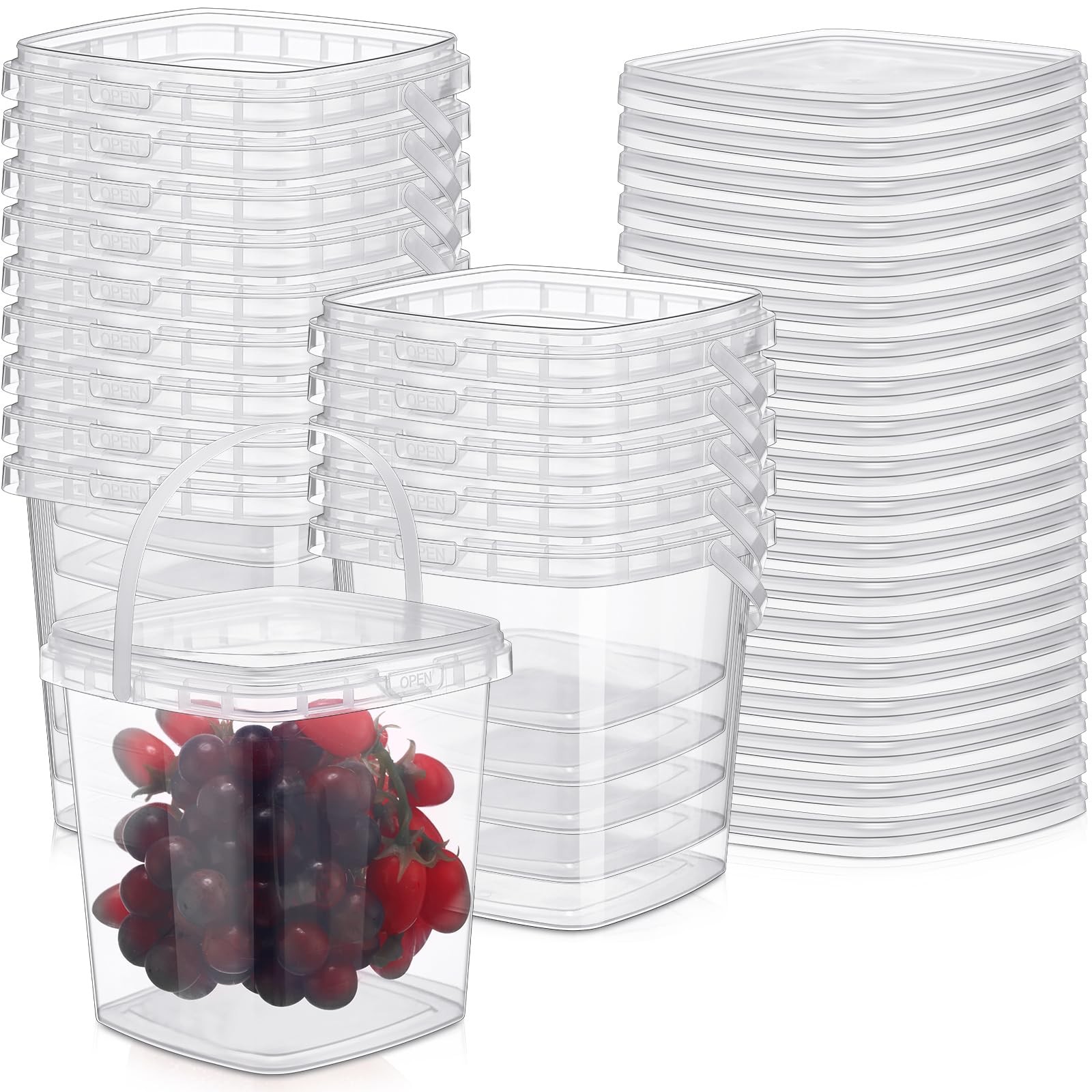 15 Pieces 34 oz Ice Cream Buckets with Lids Plastic Clear Deli Containers wit…