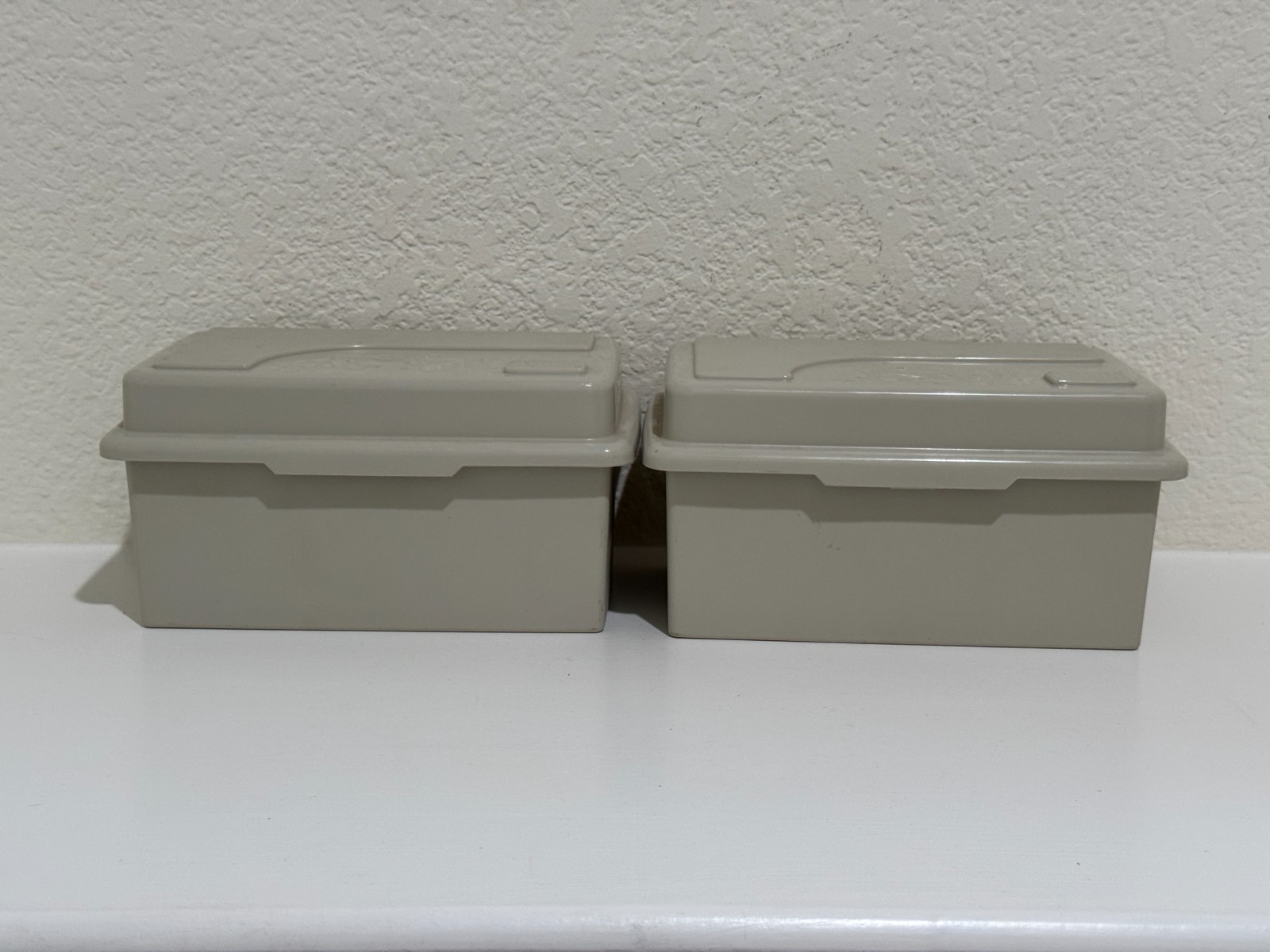 Pair of ALPHA Hinged Plastic Slide / Parts Storage Boxes – Made in USA