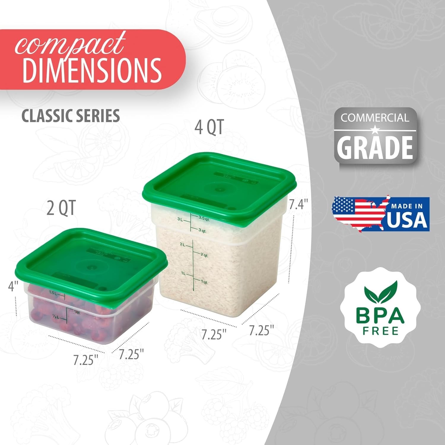 Cambro Containers With Lids – 2 Quart and 4 Quart Food Storage Set – 2 Pack