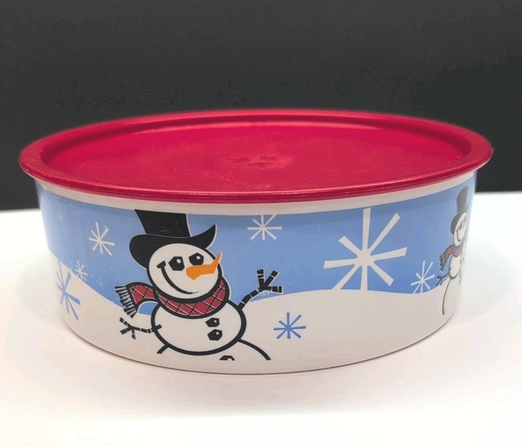 Vintage Tupperware Snowman Cookie Candy Canister #3421A-2