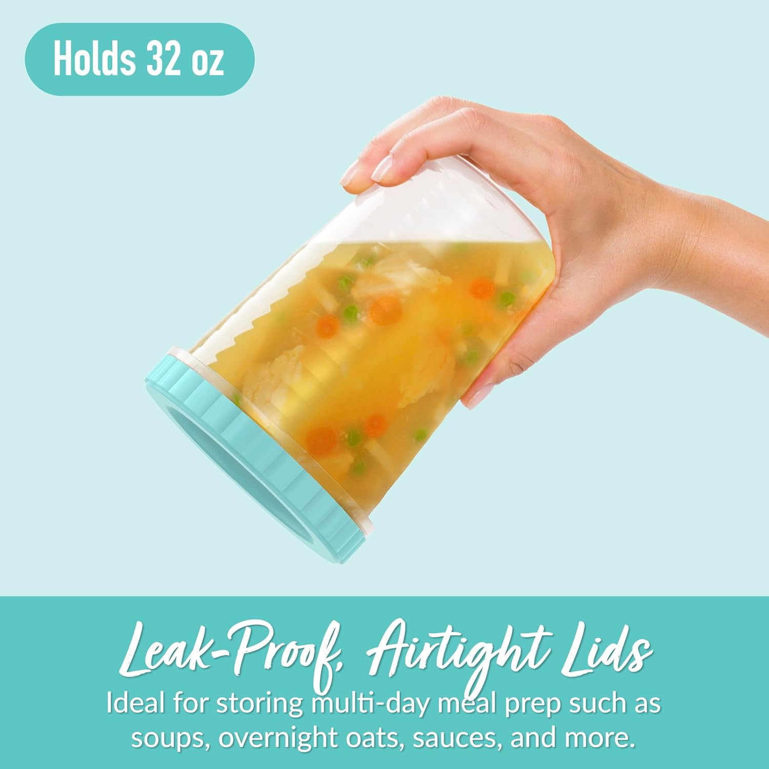 Prep – 20 Piece 32 Fl Oz Leak-Proof Deli Containers with Lids, Food Storage for