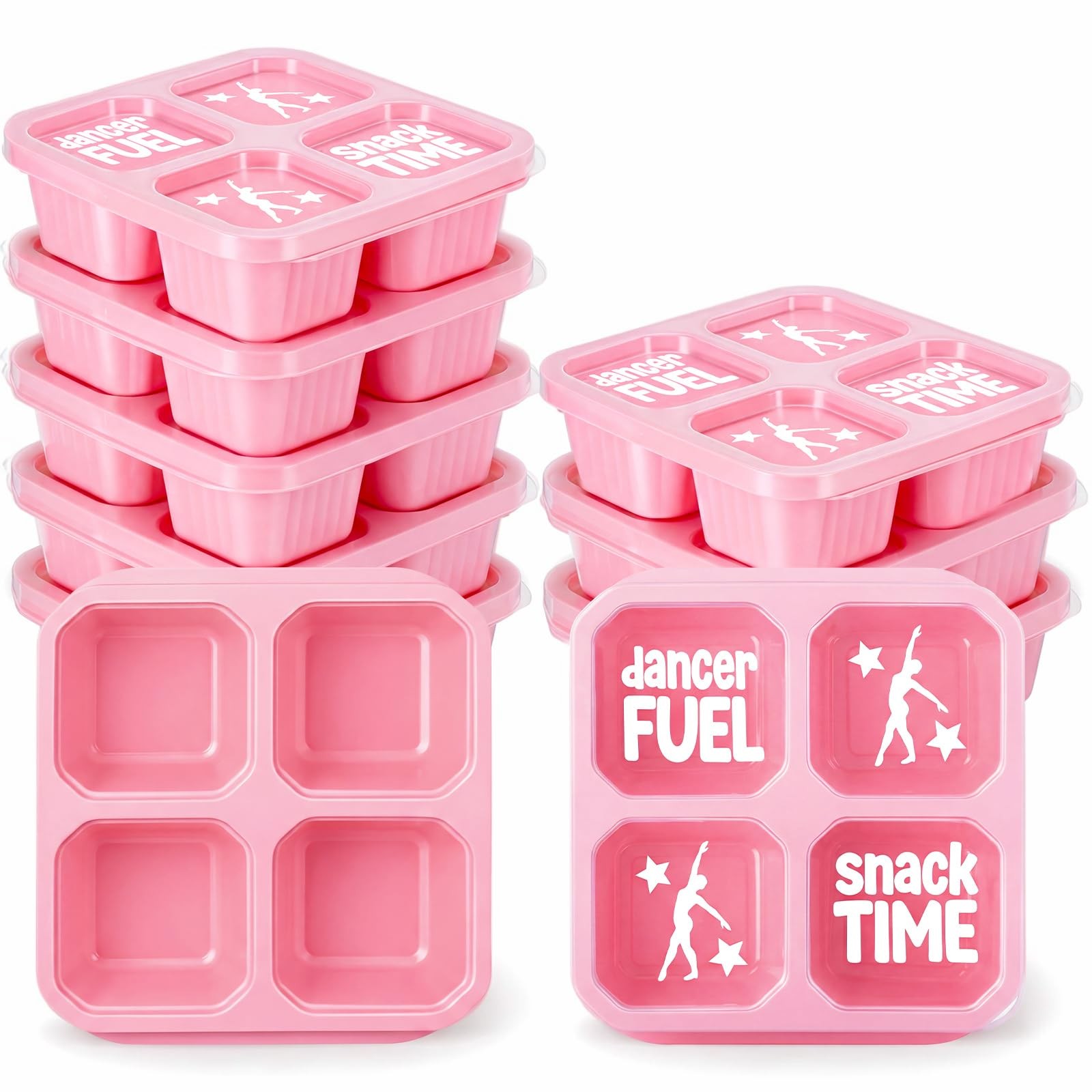 Ferrochef 8 Pcs Dance Team Gifts Snack Box, 4 Compartment pink, white