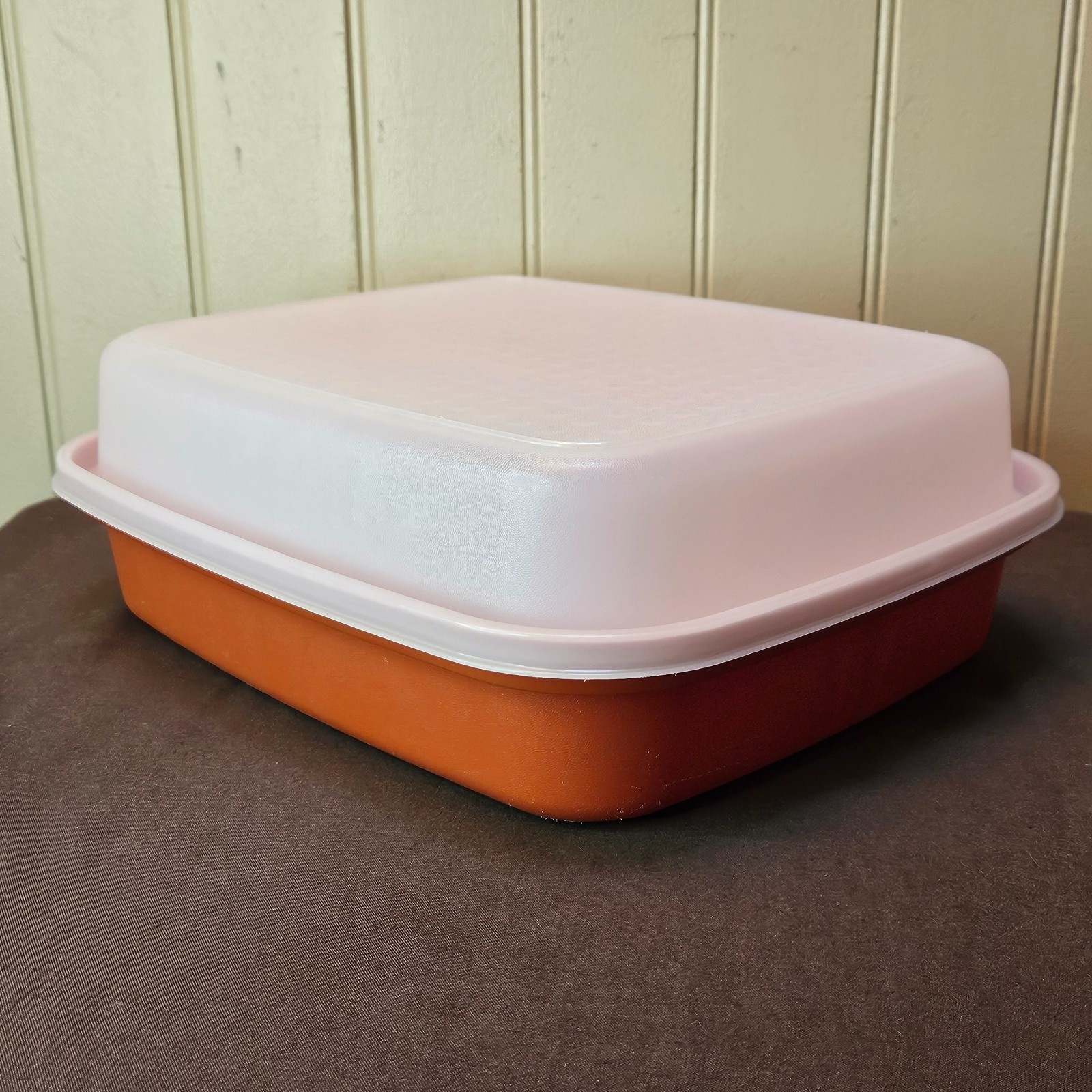 VTG Large Tupperware Meat Marinating Container Paprika 1294 White Lid