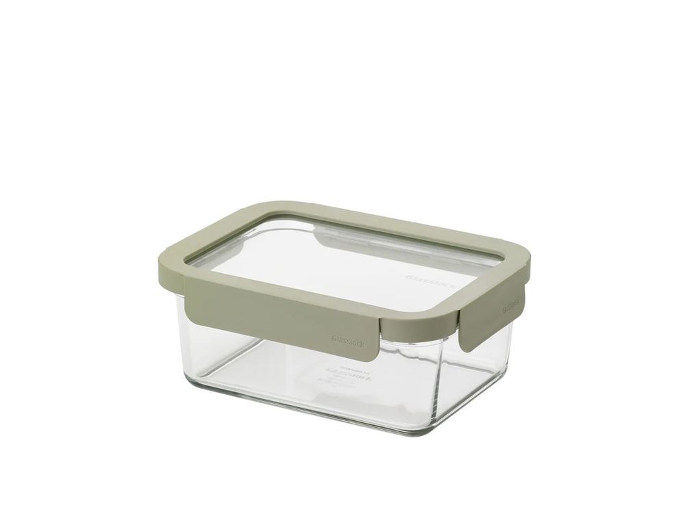 Glasslock Essential Rectangle – 900mL 17.6 x 12.6 x 8.4cm Sage