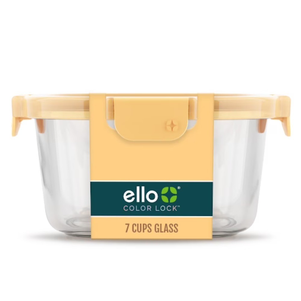 Color Lock 7 Cup Round Glass Food Storage Container