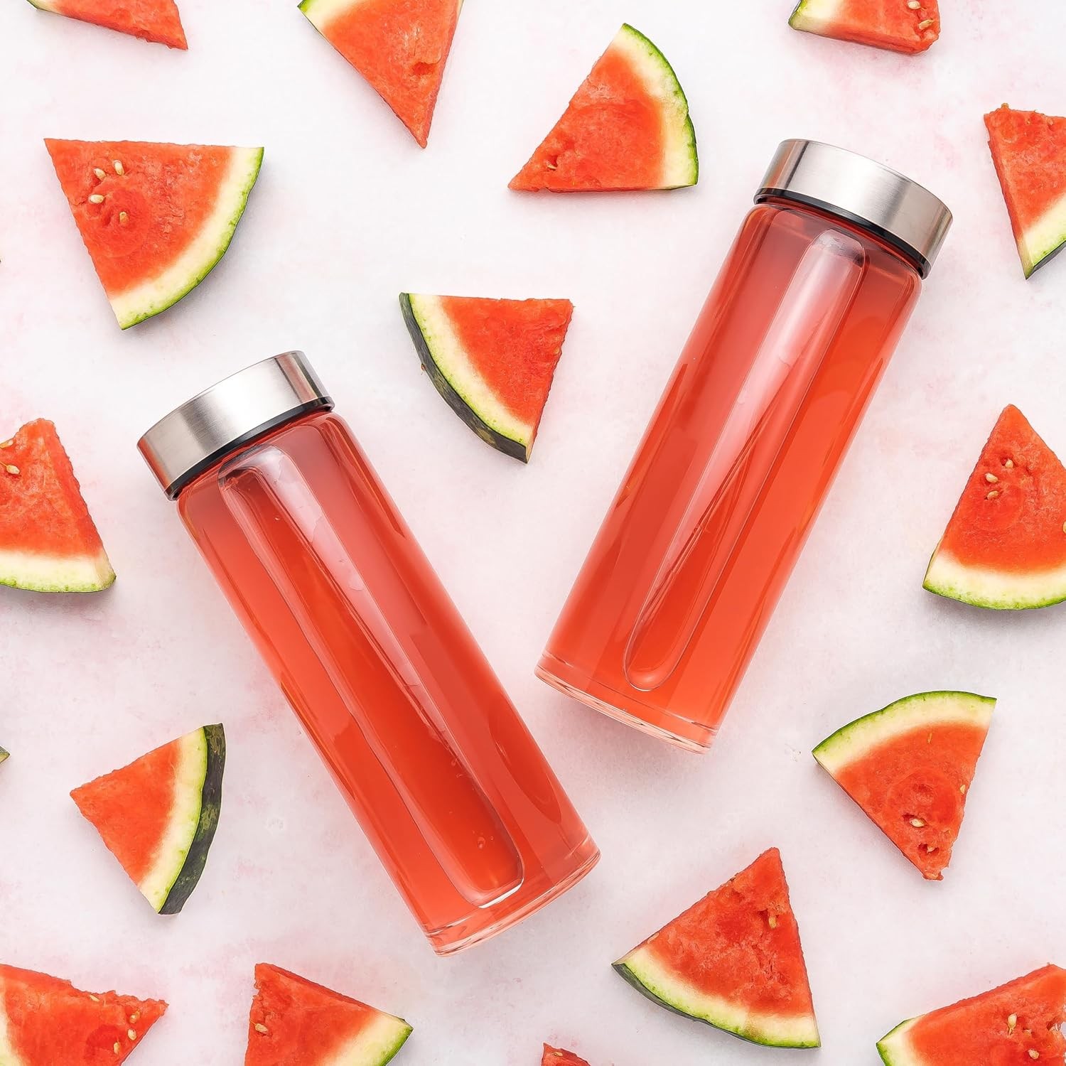 Bottles – 4 Pack Wide Mouth Glass Bottles with Lids – for Juicing, Smoothies, In