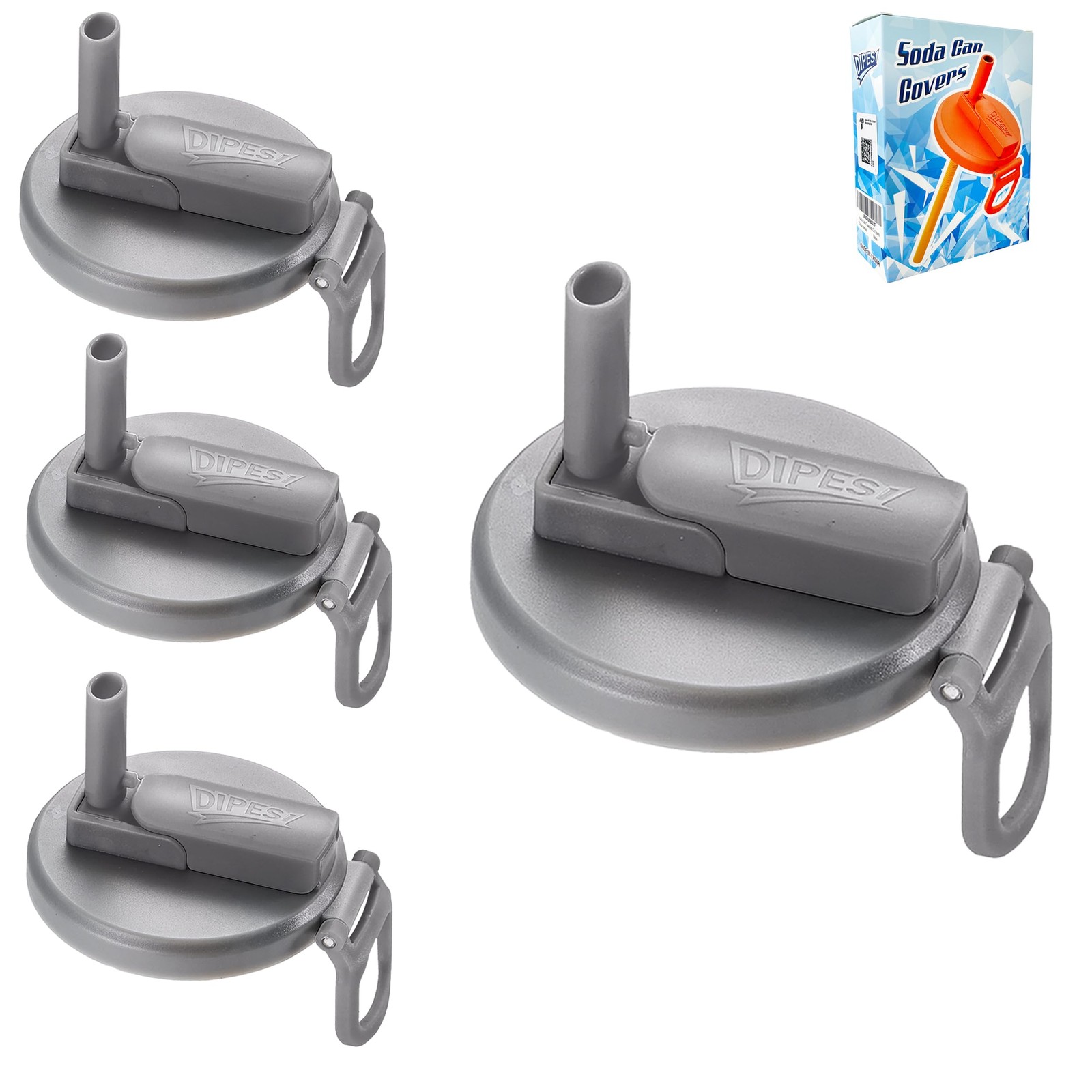 ORIGINAL CREATOR – 4 Pack Reusable Soda Can Lids with Silicone Straws – BPA-F…