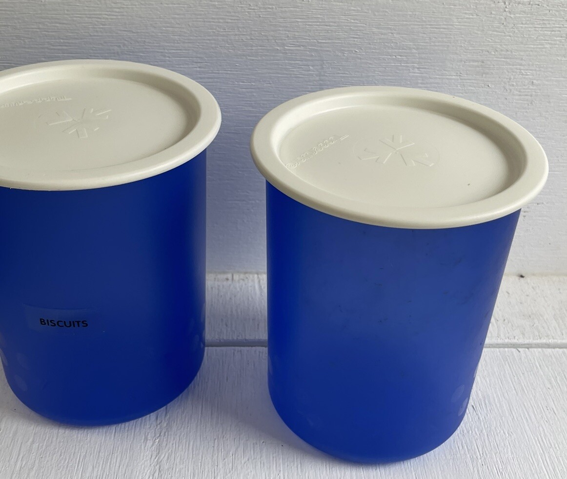 2 x Blue Canister With White Lid 1.25L 2422C-1 Tupperware