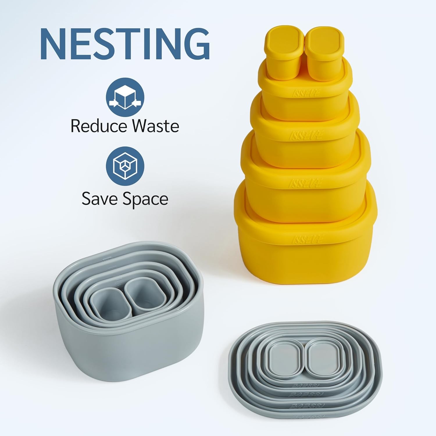 12Pcs/Set Nesting Silicone Food Storage Containers W/ Lids BPA Free Reusable