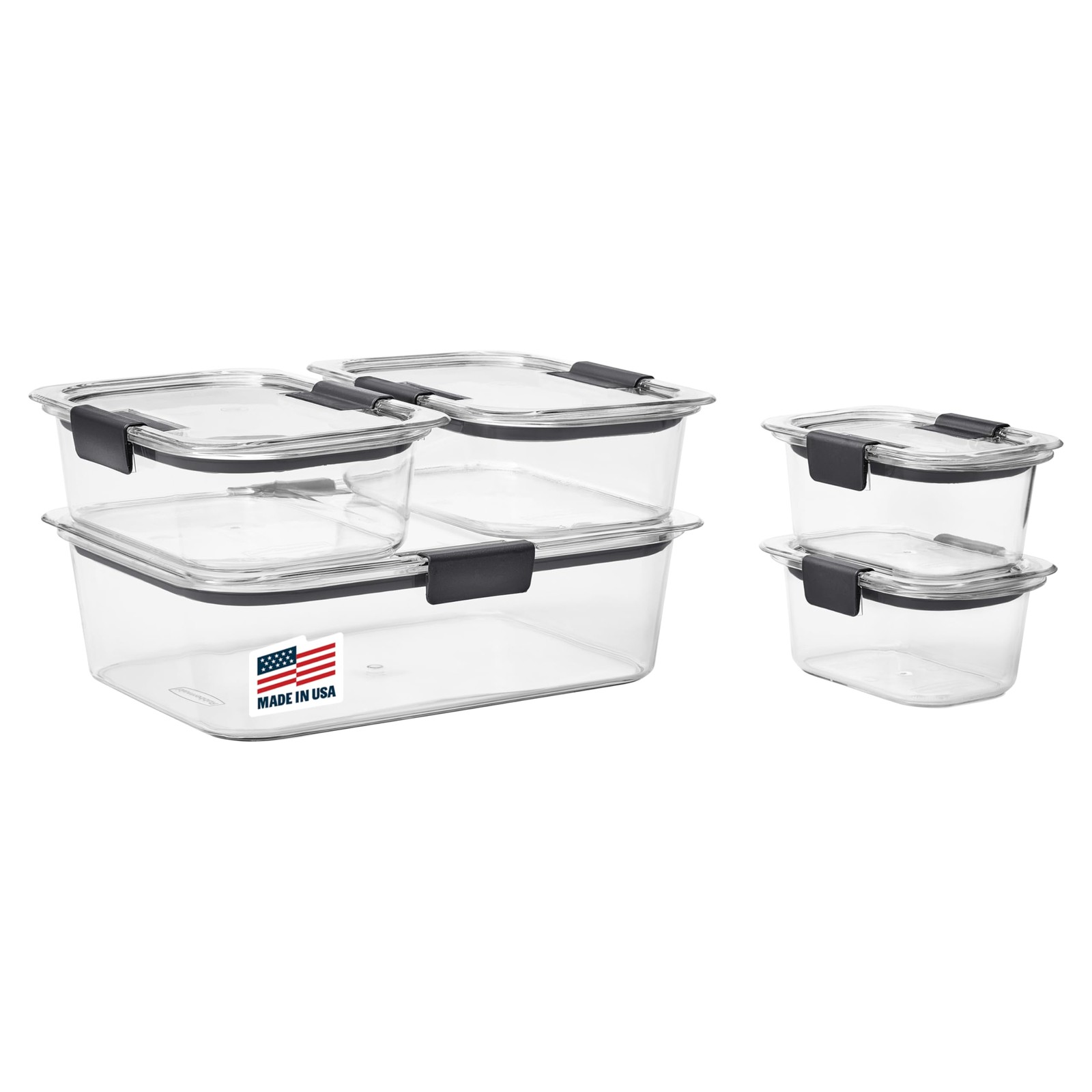 Rubbermaid Brilliance Food Storage Containers, Set of 5 (10 10-Piece, Clear