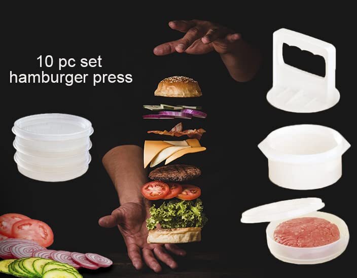 Hamburger Press Patty Maker Freezer Containers – All In One Convenient Packag…