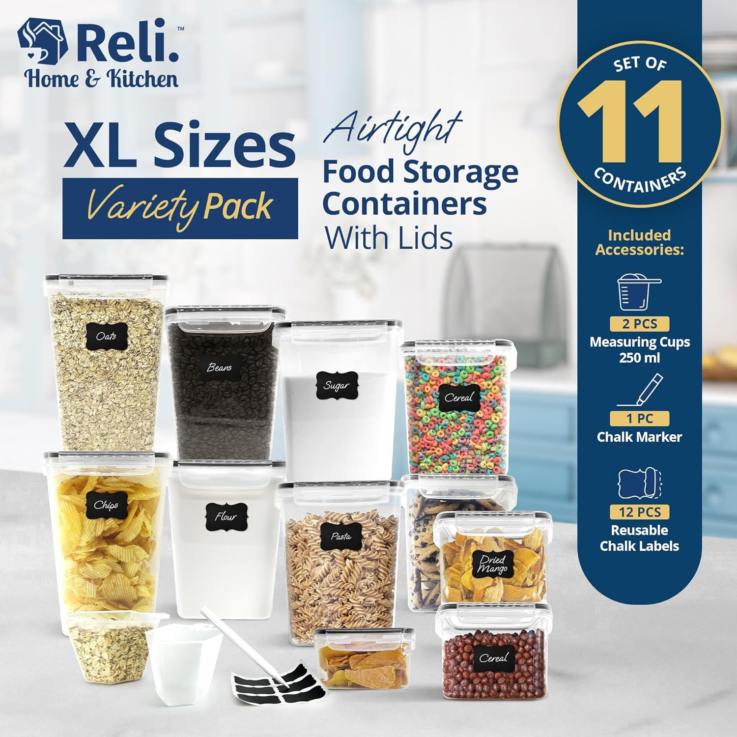 Airtight Food Storage Containers with Lids (11 Sets) | Kitchen Organizers and St