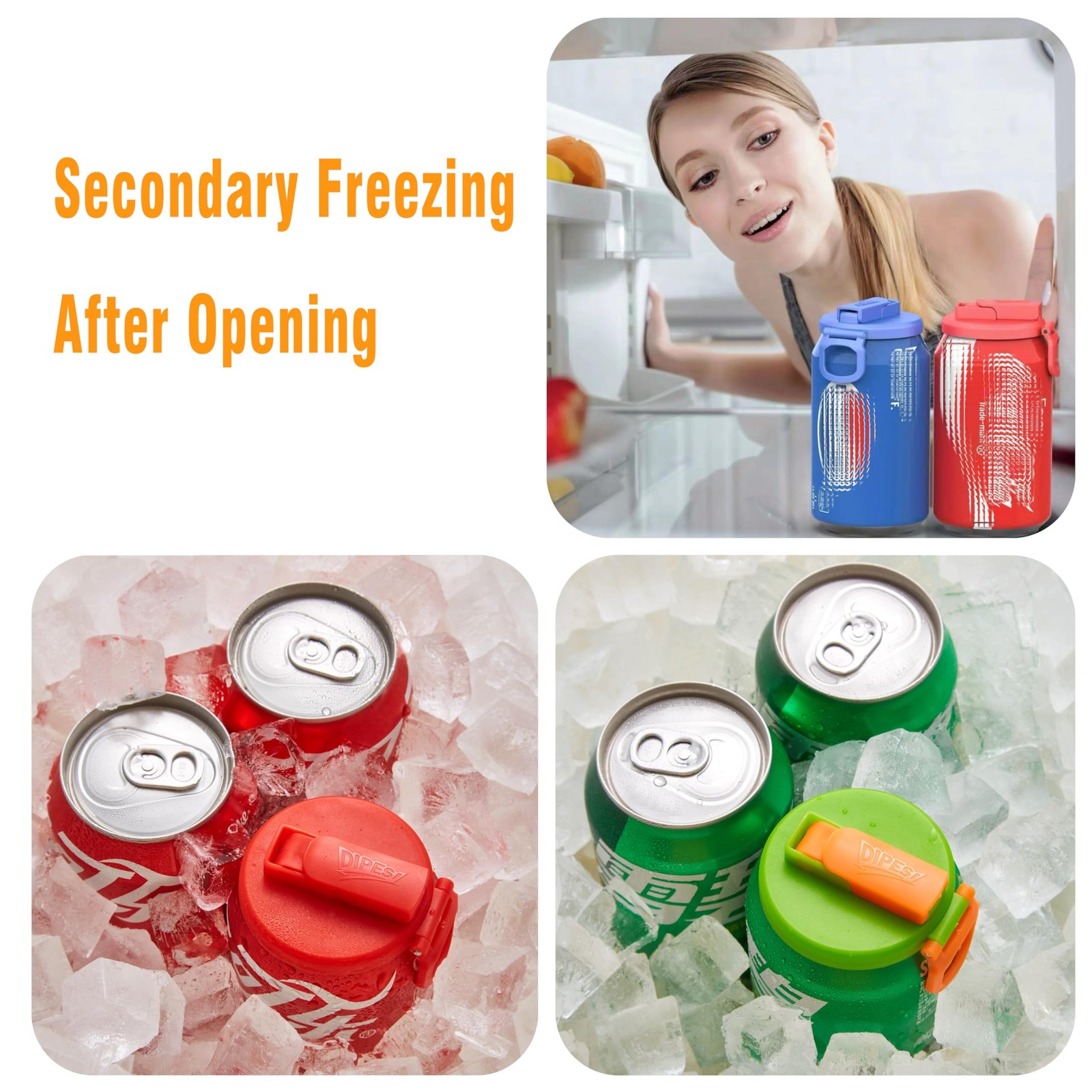ORIGINAL CREATOR – 4 Pack Reusable Soda Can Lids with Silicone Straws – BPA-F…