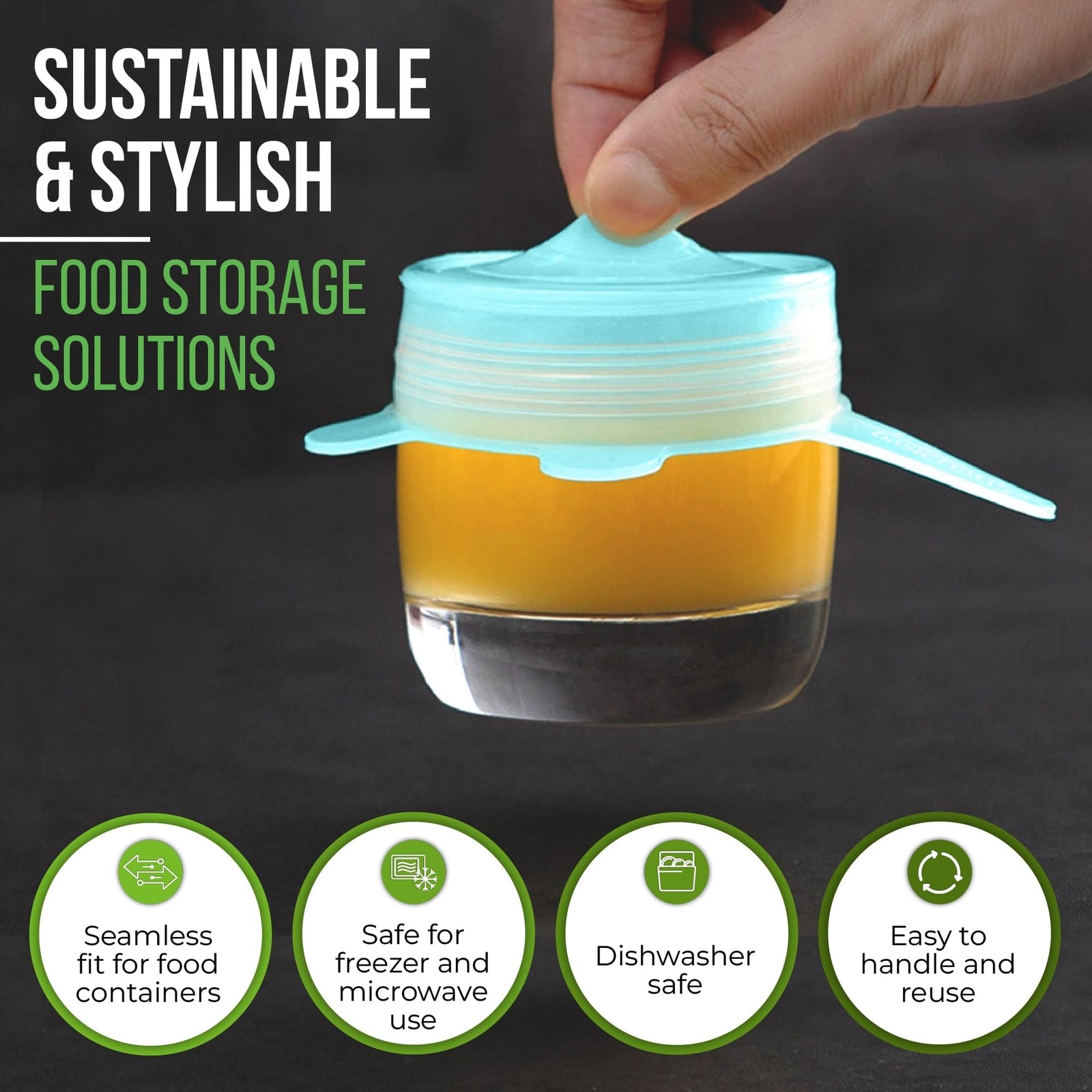 Reusable Silicone Stretch Lids for Food Storage in Fridge Elastic HeatResist…