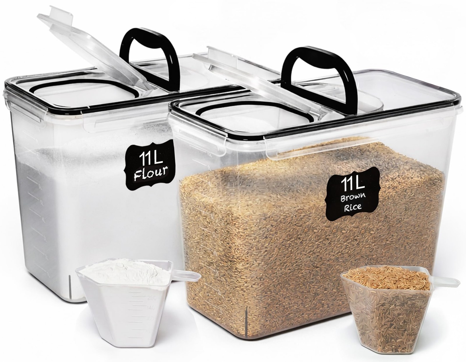 Shazo 2 PC (11L | 372 oz) Flour Sugar Storage Containers with Spout Lid & Eas…