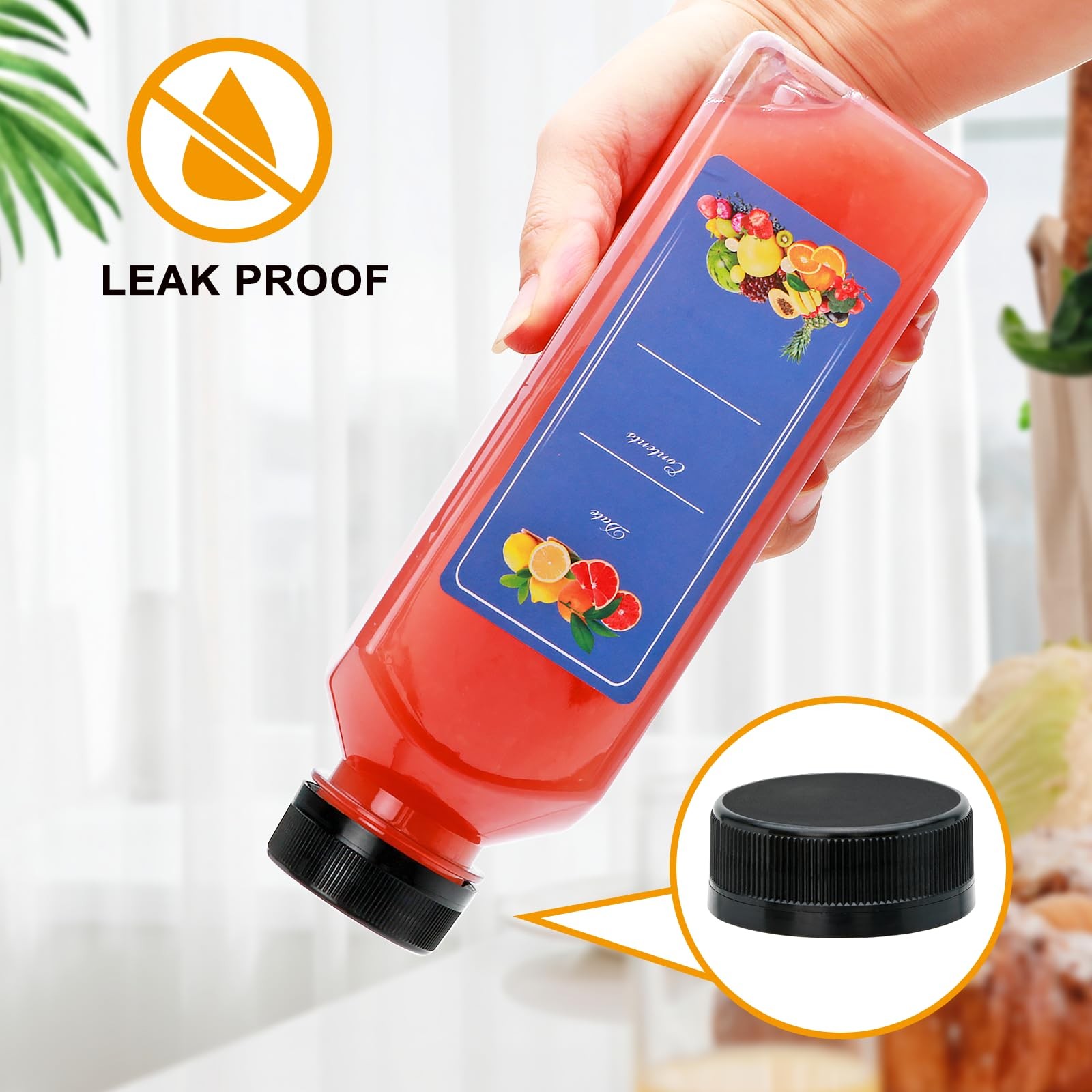 16oz Plastic Juice Bottles with Caps,Plastic Bottles with Black Tamper Proof …