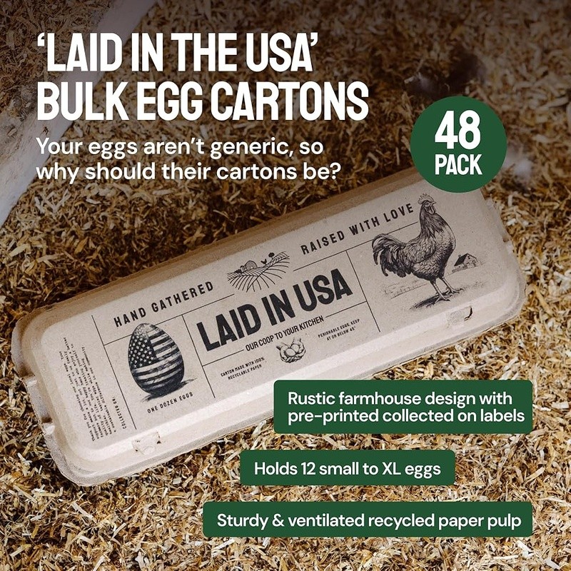 48 Pack Biodegradable Egg Cartons Storage Transport Kitchen Farmers Market New
