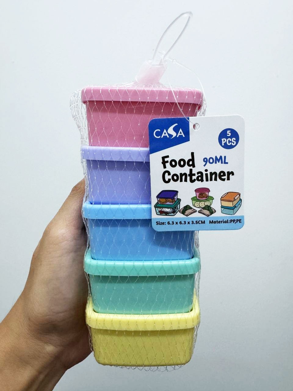 5 colours Mini Plastic Food Storage Container 90ml Freezer Safe Reusable