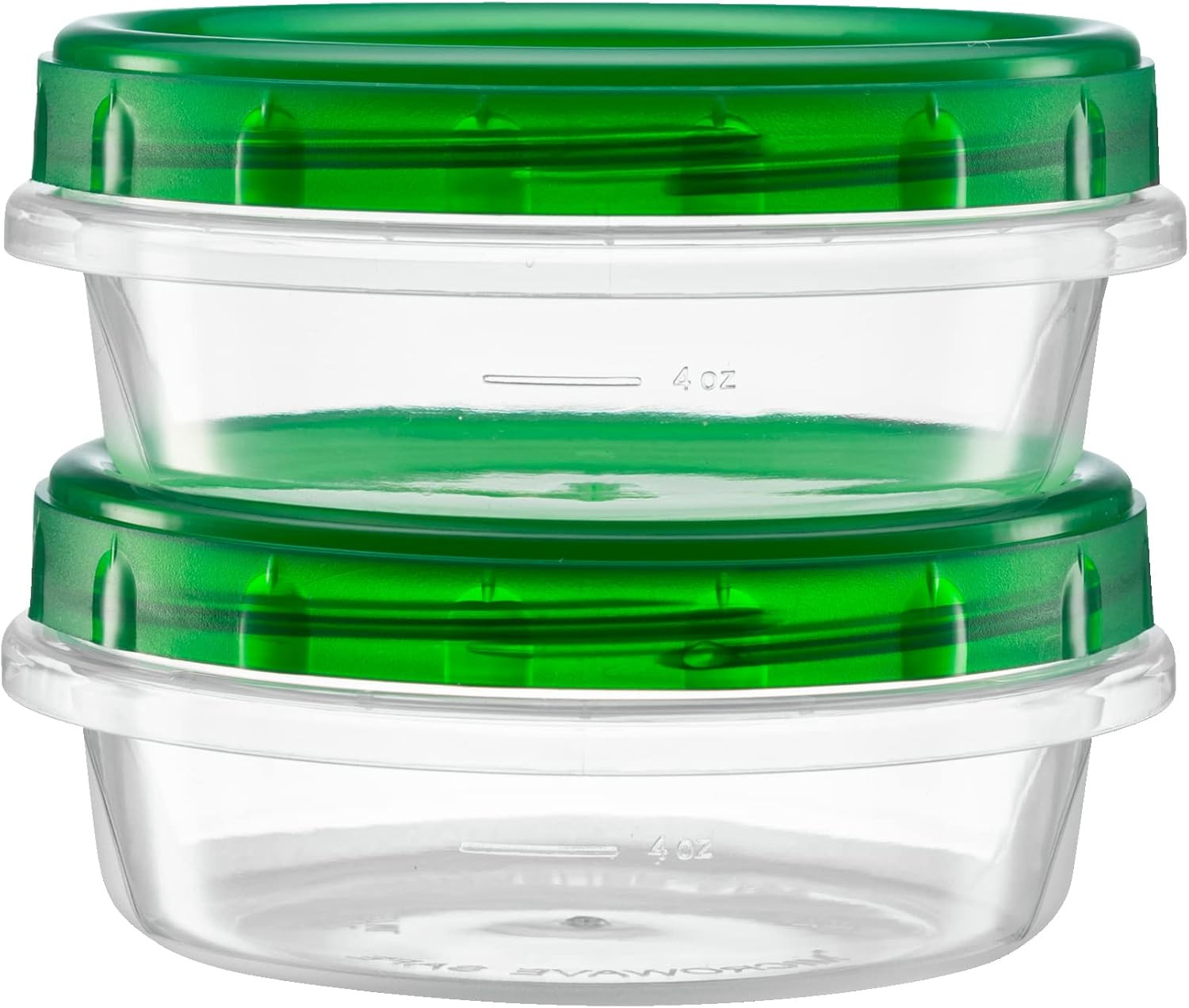 (8 Ounce 10 Pack) Twist Cap Containers Clear Bottom with Green Top Screw on Lids