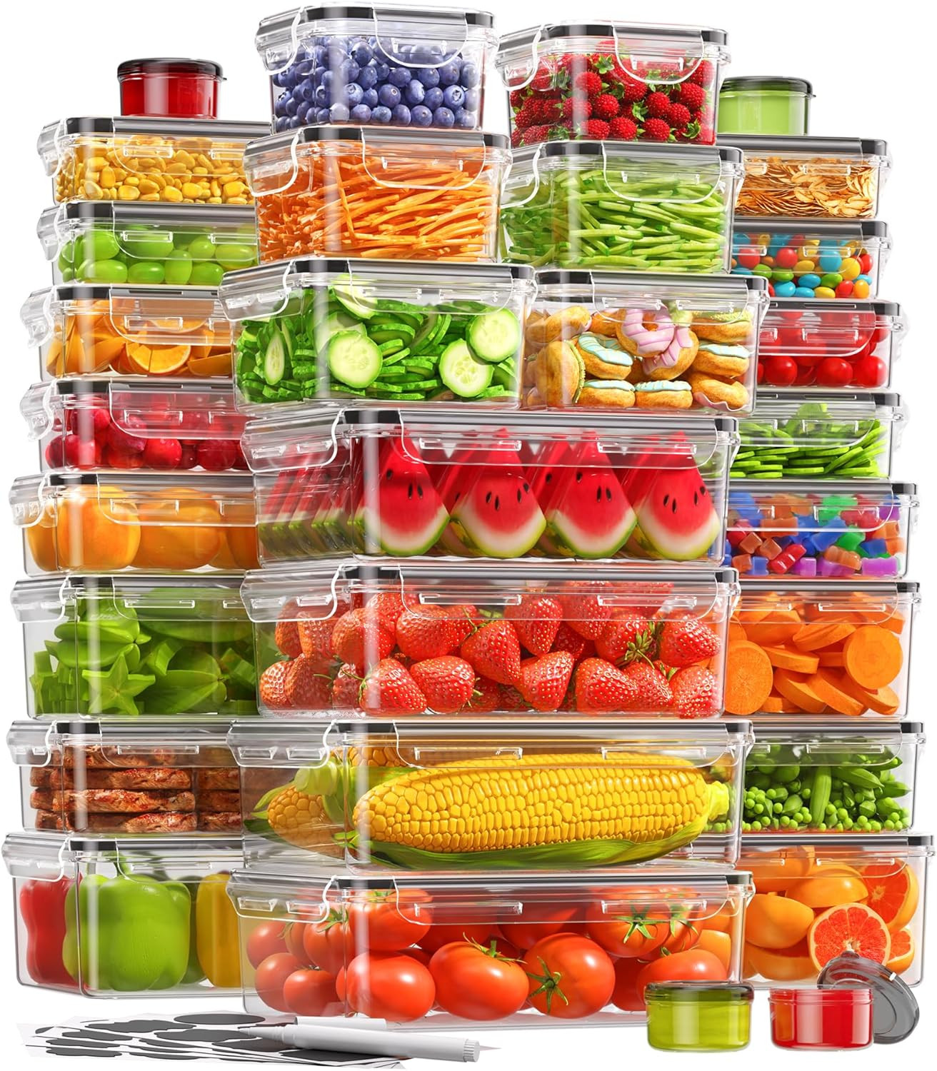 60 PCS Food Storage Containers with Lids, Bpa-Free Plastic Food Containers for K