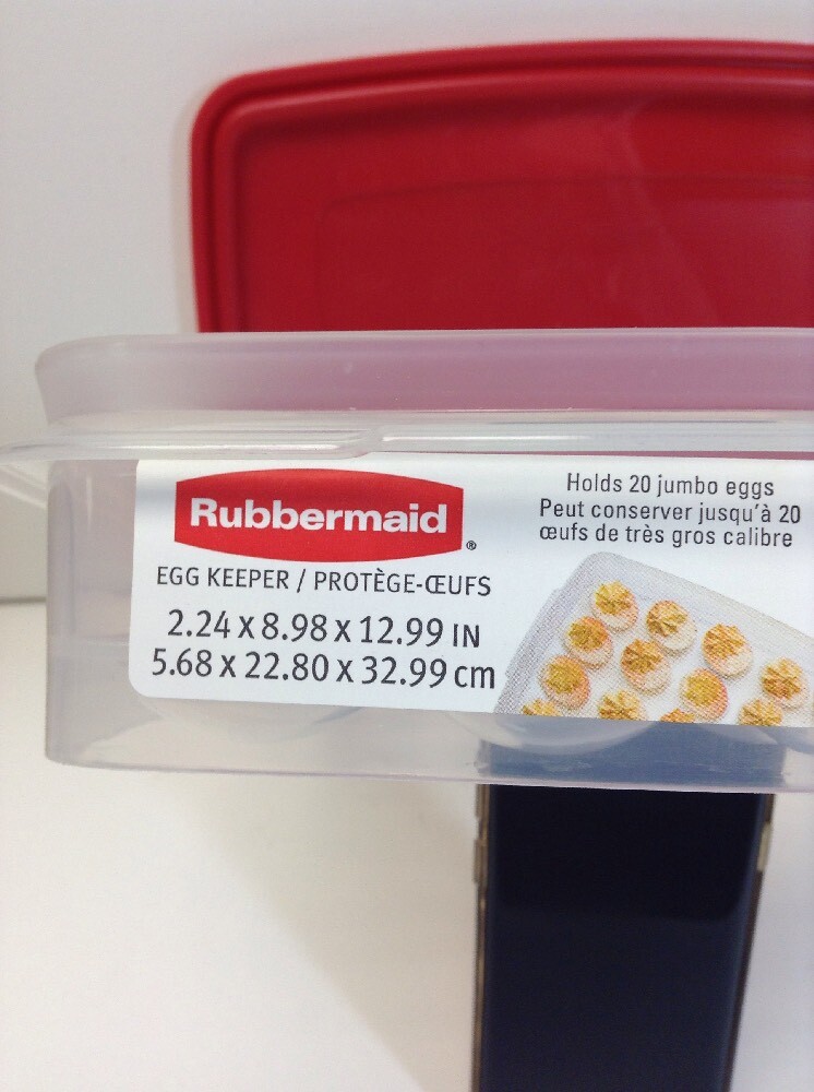 Rubbermaid Plastic Egg Container Holds 20 Eggs Clean with Red Lid
