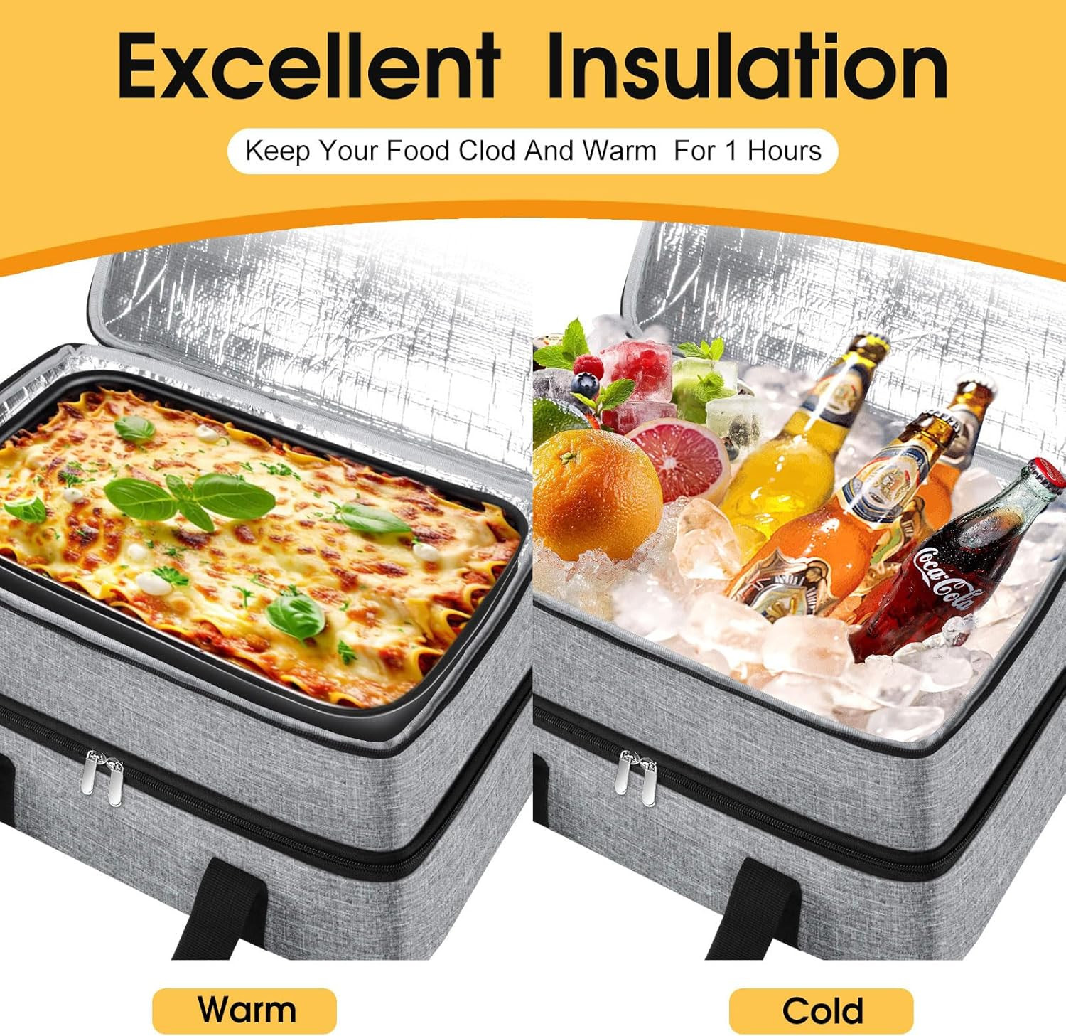 Double Insulated Casserole Carrier, Portable Casserole Carrier for Hot or Cold F