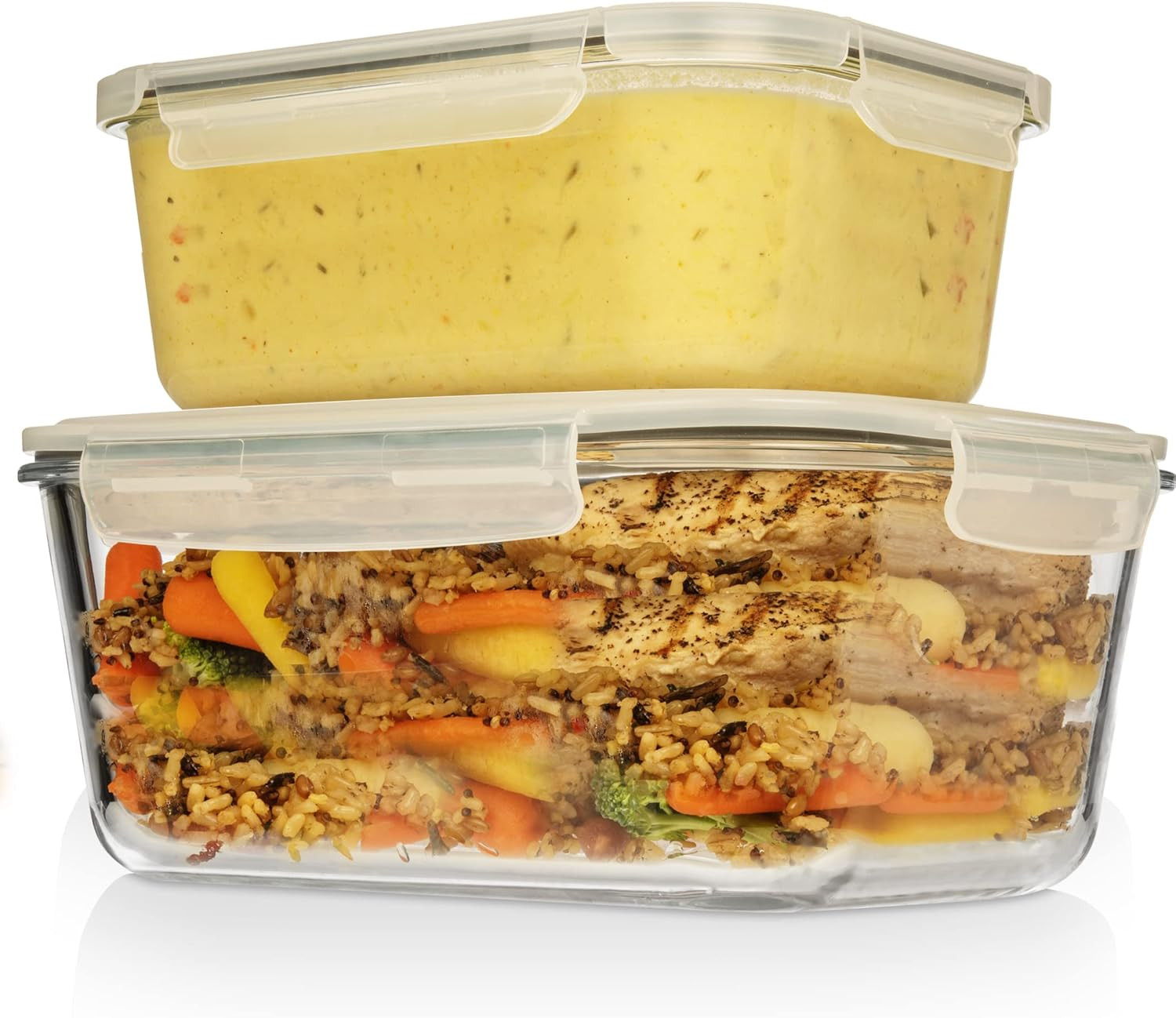 4 Pc (2700ML/ 91 Oz & 1520ML/ 51 Oz) Airtight Large Glass Food Storage Container