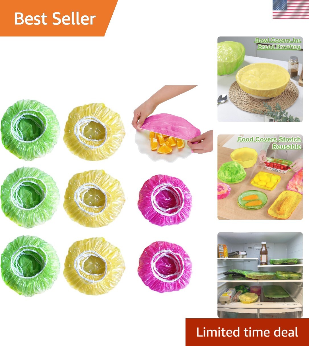 Colorful Reusable Elastic Food Storage Covers – Perfect for Picnics & More