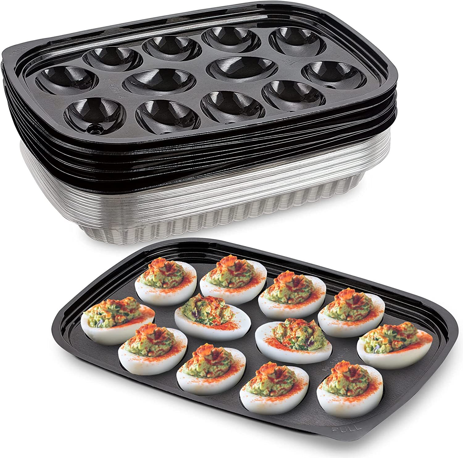 MT Products Disposable Deviled Egg Carrier with Clear Lids – Set of 12