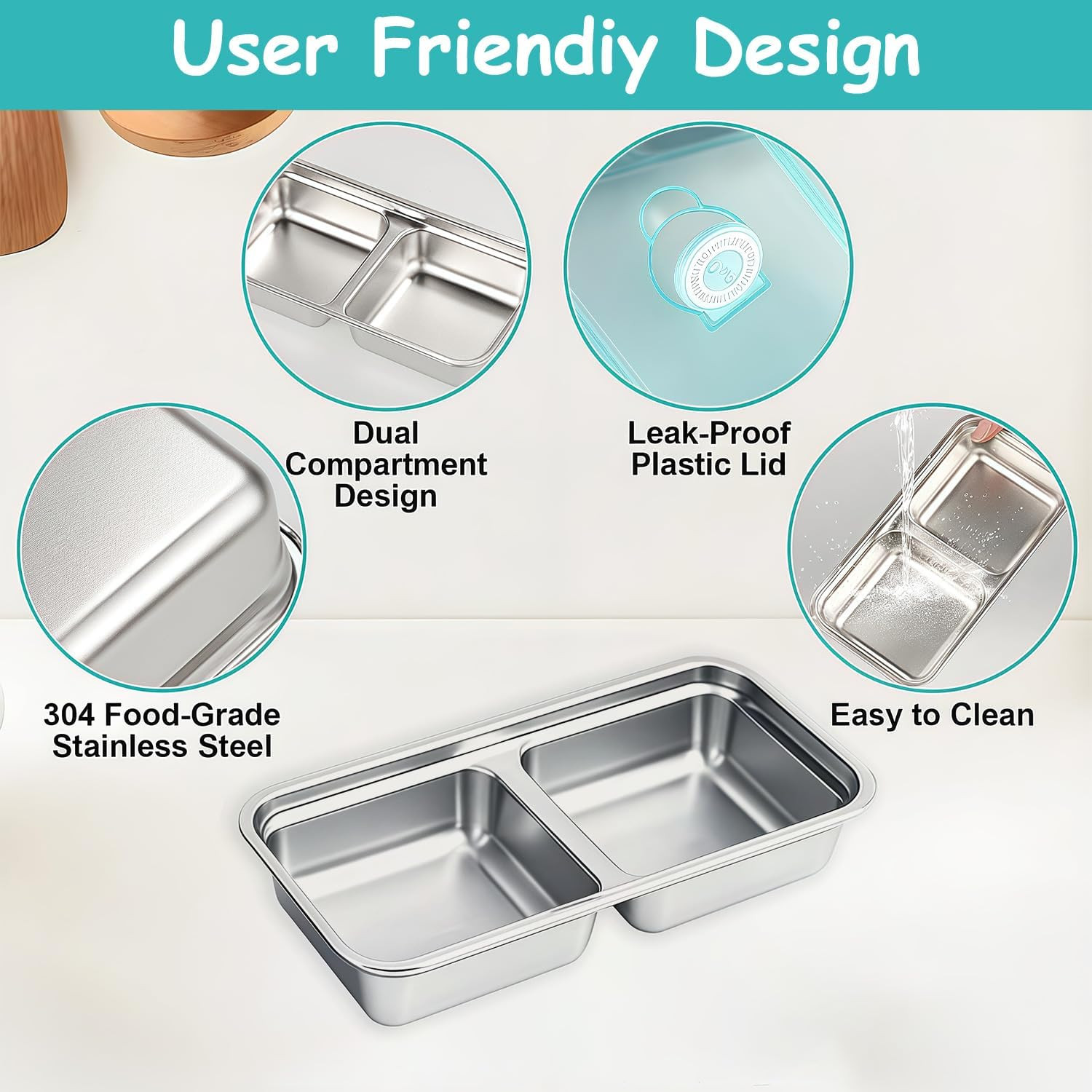 Stainless Steel Snack Containers, 6-Pack Reusable Grab and Go Containers with Li